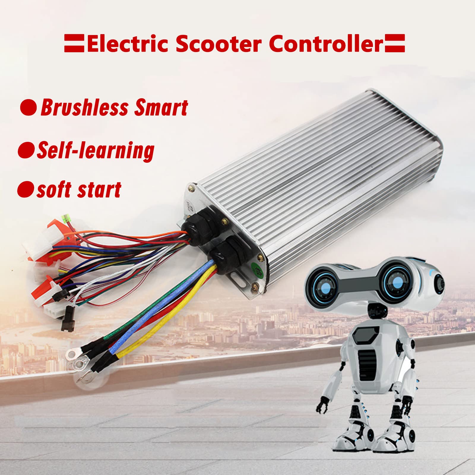 HWWH Controlador sin Escobillas para Patinete Electrico 1000/1500W 48V 60V 64V Motor sin Escobillas Controlador de Onda sinusoidal para Bicicleta Eléctrica Scooter Triciclo Cepillo Motor Control