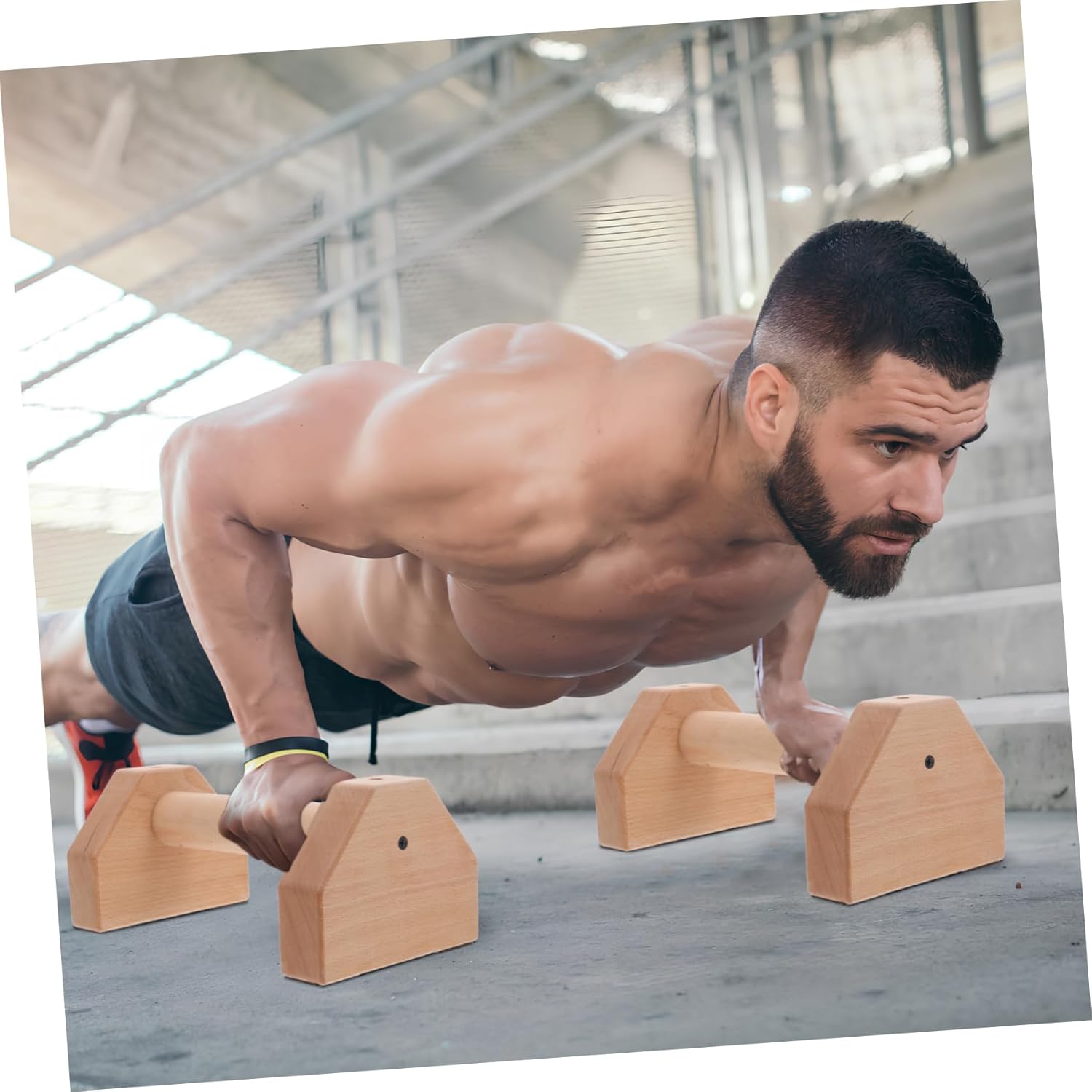 Kisangel Pushups Board Strength Training Equipment 2 Pcs Push up Bars Stands Fitness Equipment Push Ups Wooden Parallettes Push up Bars for Indoor and Outdoor