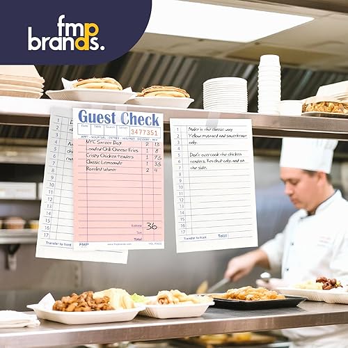 Miniatura 16 de FMP Brands Libros de cheques de invitados para servidores, papel de bloc de notas de servidor, total de 500 hojas (10 blocs), azul con recibo