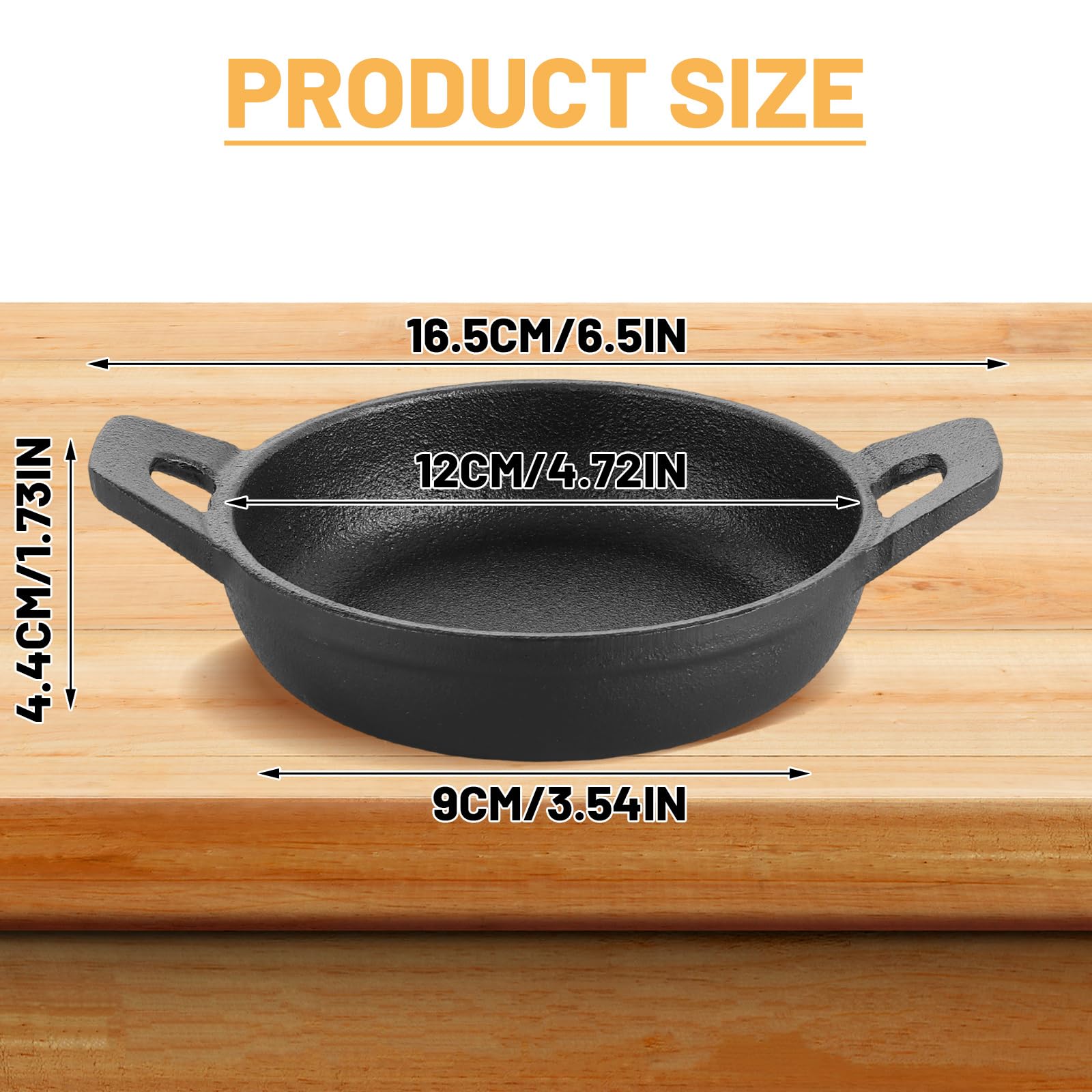 Juego de 4 mini sartenes de hierro fundido, 12 cm, redondas, pequeñas, antiadherentes, pre-sazonadas, con asa, para barbacoa al aire libre y guarniciones de asado de domingo