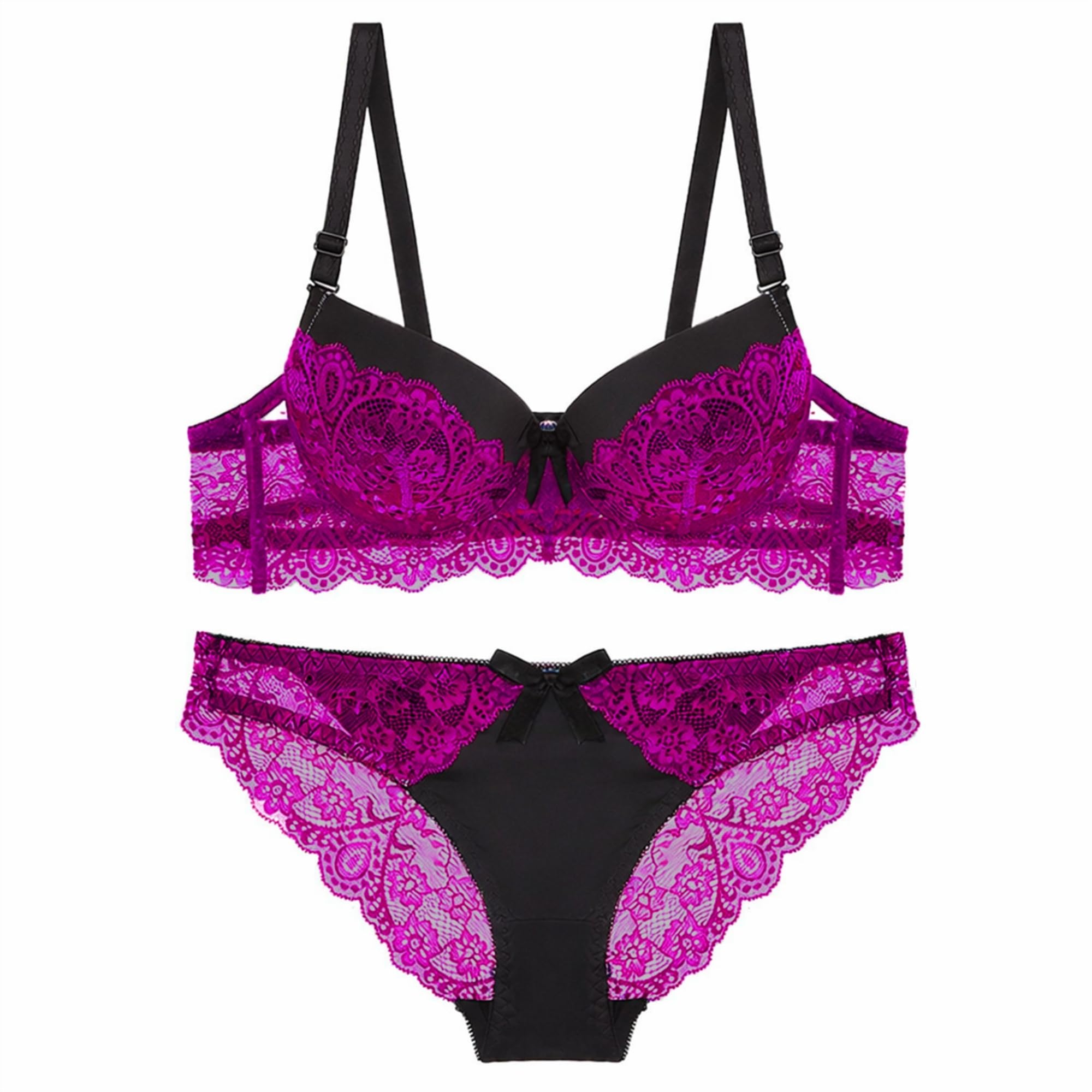 secret lives Polyester Lace Women Bridal Underwire Padded Hipster Lingerie Set-picture-42