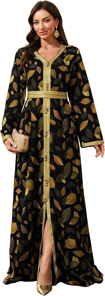 Embroidery Abayas for Women Muslim Moroccan Floral Maxi Kaftan Dress Arabic Islamic Dubai Robe Ramadan Prayer Clothes