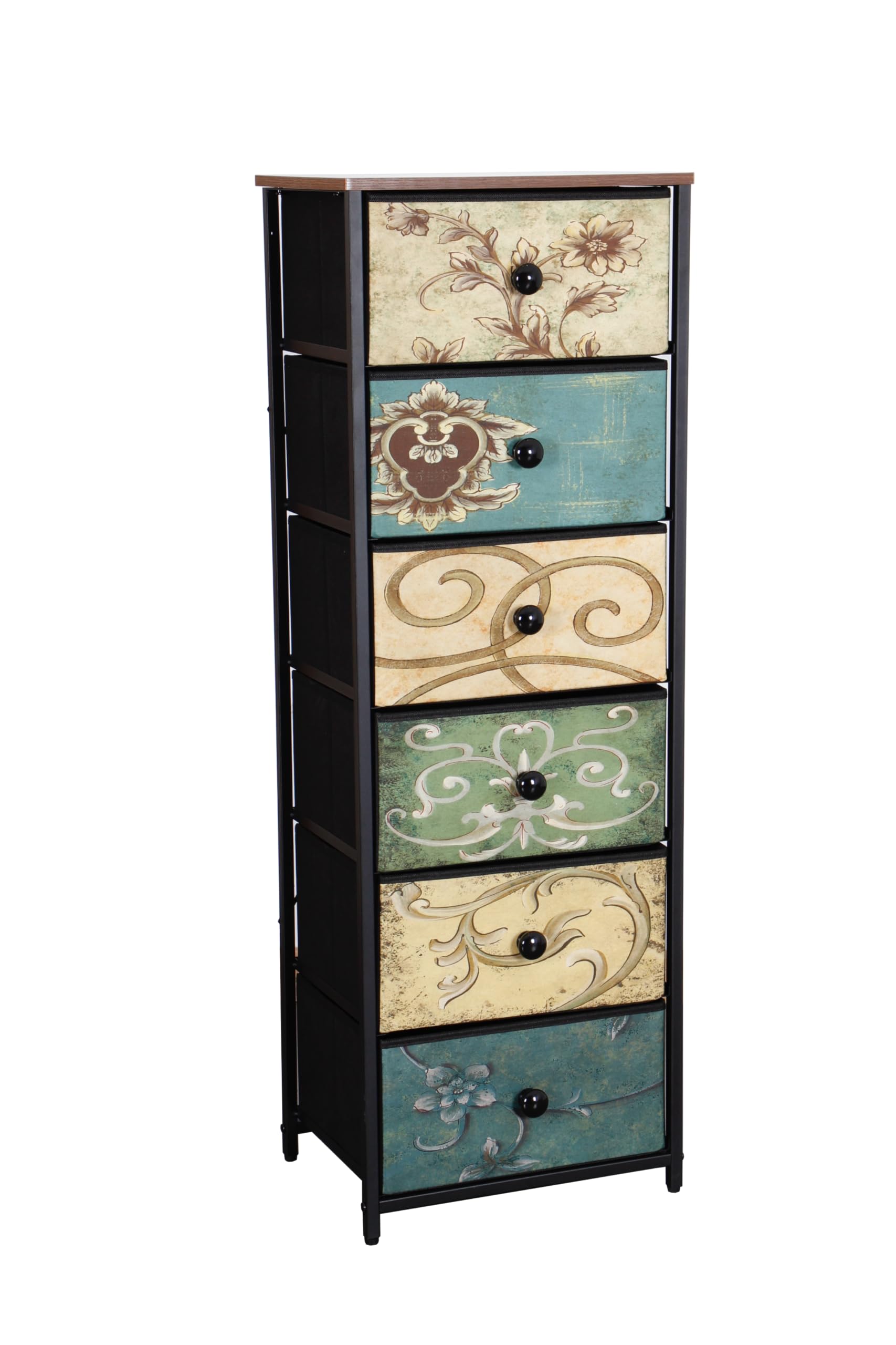 HOME CUBE Fabric Chest of 6 Drawers For Storage Closet Dresser Chest of Drawers Storage Organizer Multi-Compartment Storage Organizer for Living Room Bedroom Wardrobe Engineered Wood Top 40x30x116.5cm 2