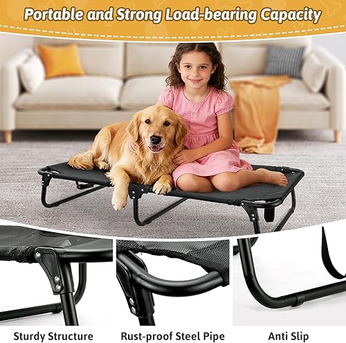 Miniatura 6 de Cama elevada plegable para perros para mascotas grandes, sin necesidad de montaje, cama plegable elevada para perros, impermeable, para exteriores,