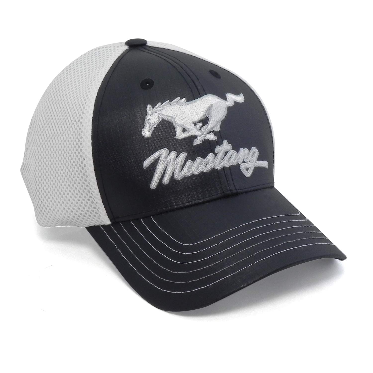 Ford Mustang Script White Mesh Black Baseball Cap