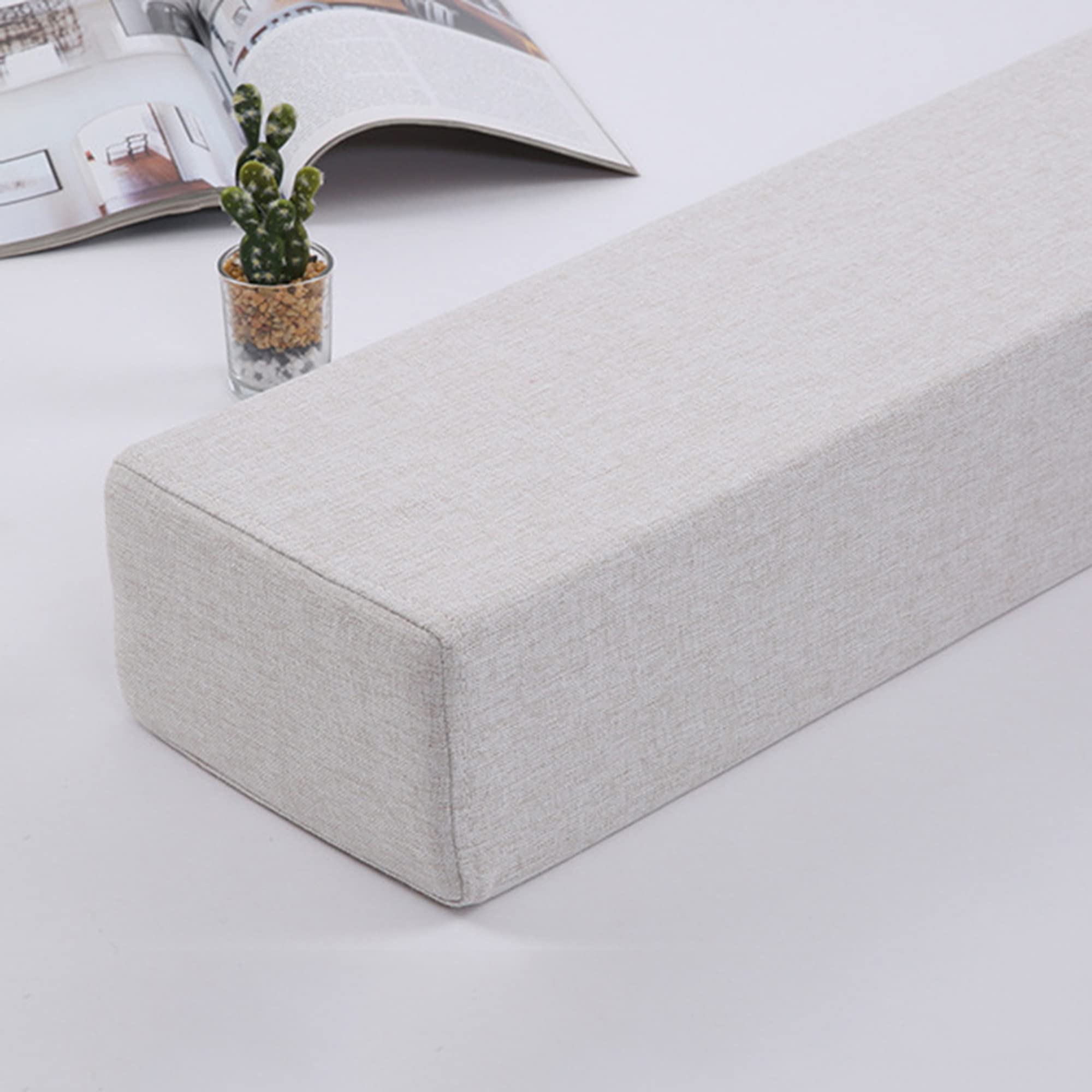 Rectangle Bolster Long Armrest Cushion, Mattress Connector Close The Gap, Custom Size Headboard Pillow Armrest Pillow for Double Beds/Wall Side Between Seam,180 * 5 * 12cm,Beige