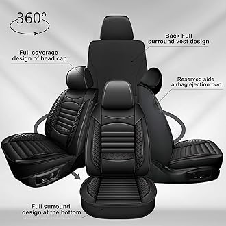 JIAMAOXIN Seat Covers for Kia Seltos 2021 2022 2023 2025 2026 Car Seat Covers Full Set 5 Seats Waterproof Faux Leather Car Seat Cushion Protector Compatible Airbag Black