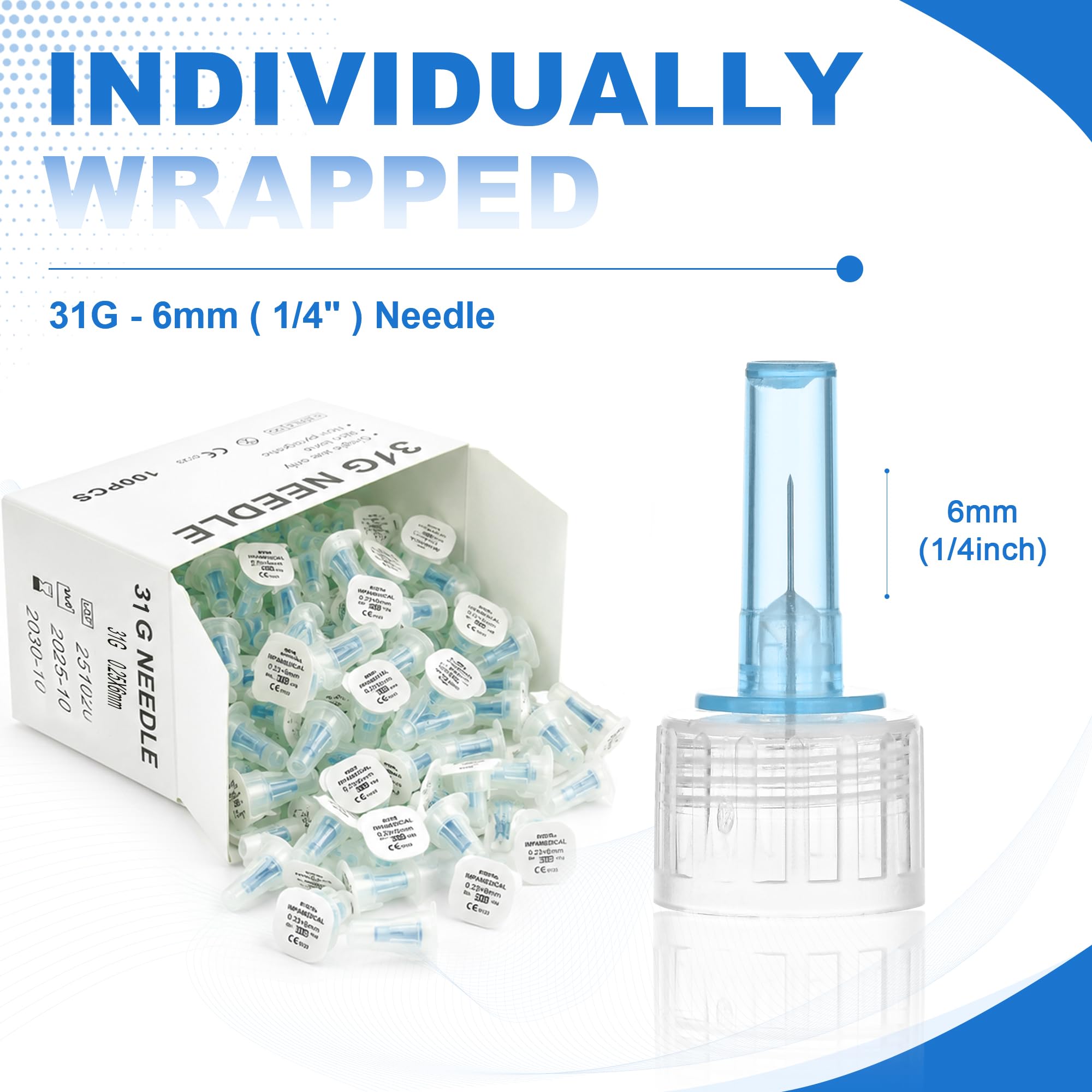 31G 6mm (1/4”) Needle, 100 Count — Amazon image 2