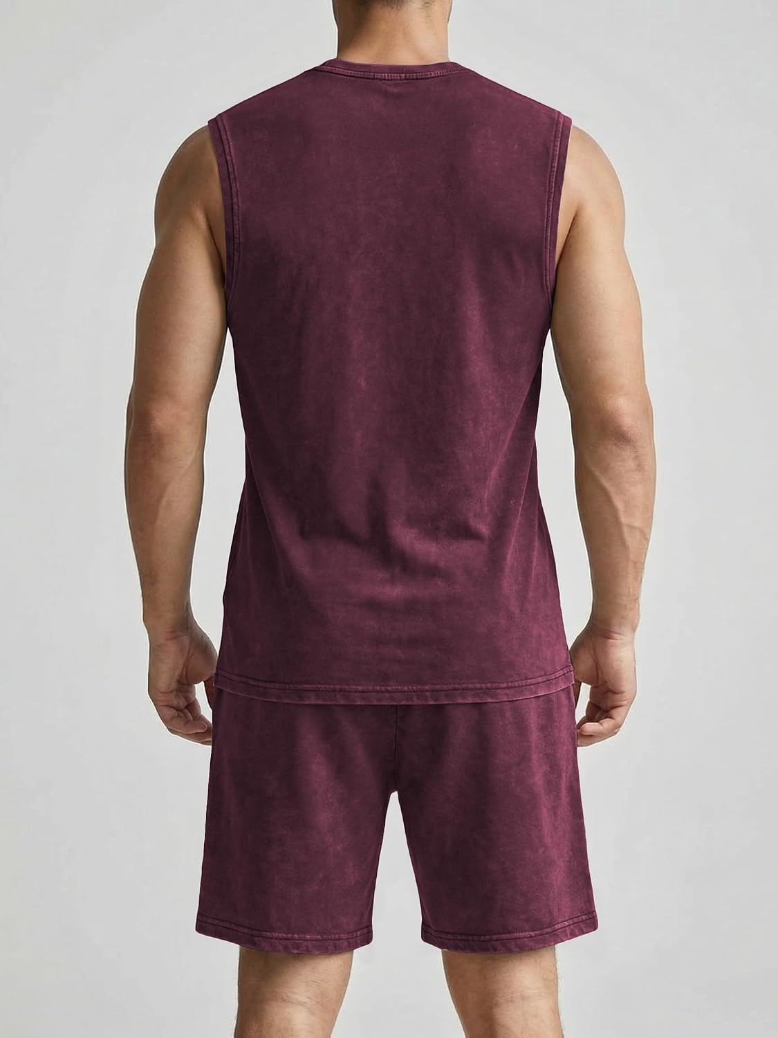 JMIERR Men's Vintage Acid Wash Two Piece Set Cotton Sleeveless Tank Top and Shorts