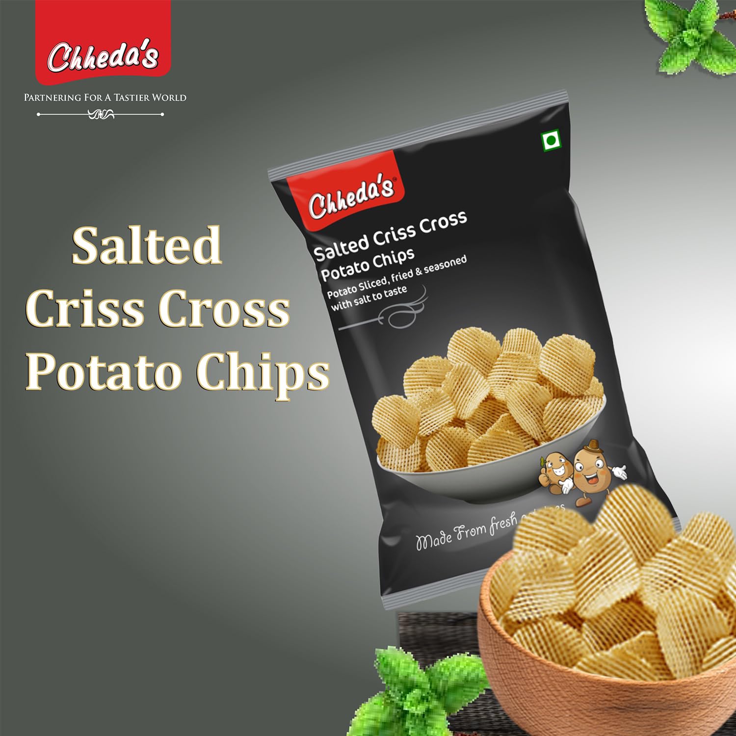 Chheda's - Salted Criss Cross Potato Chips - Potato Wafers - Crispy Chips - 170 Gm Pack of 1 1