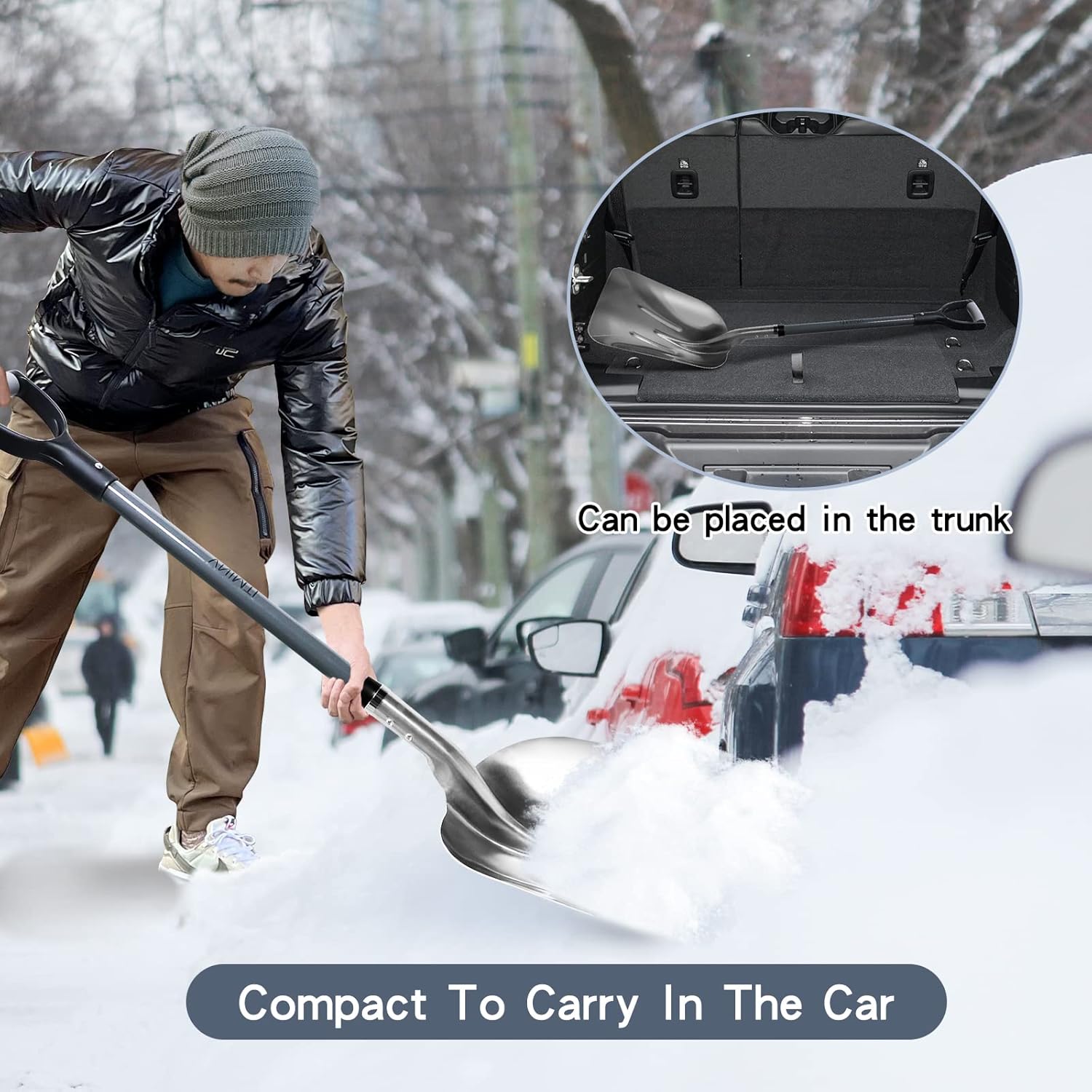 review VNIMTI Aluminum Snow Shovel for Driveway,Snow Scoop Shovel with D Handle,45 Inches,3.2 Lbs,Metal Snow Shovels Heavy Duty