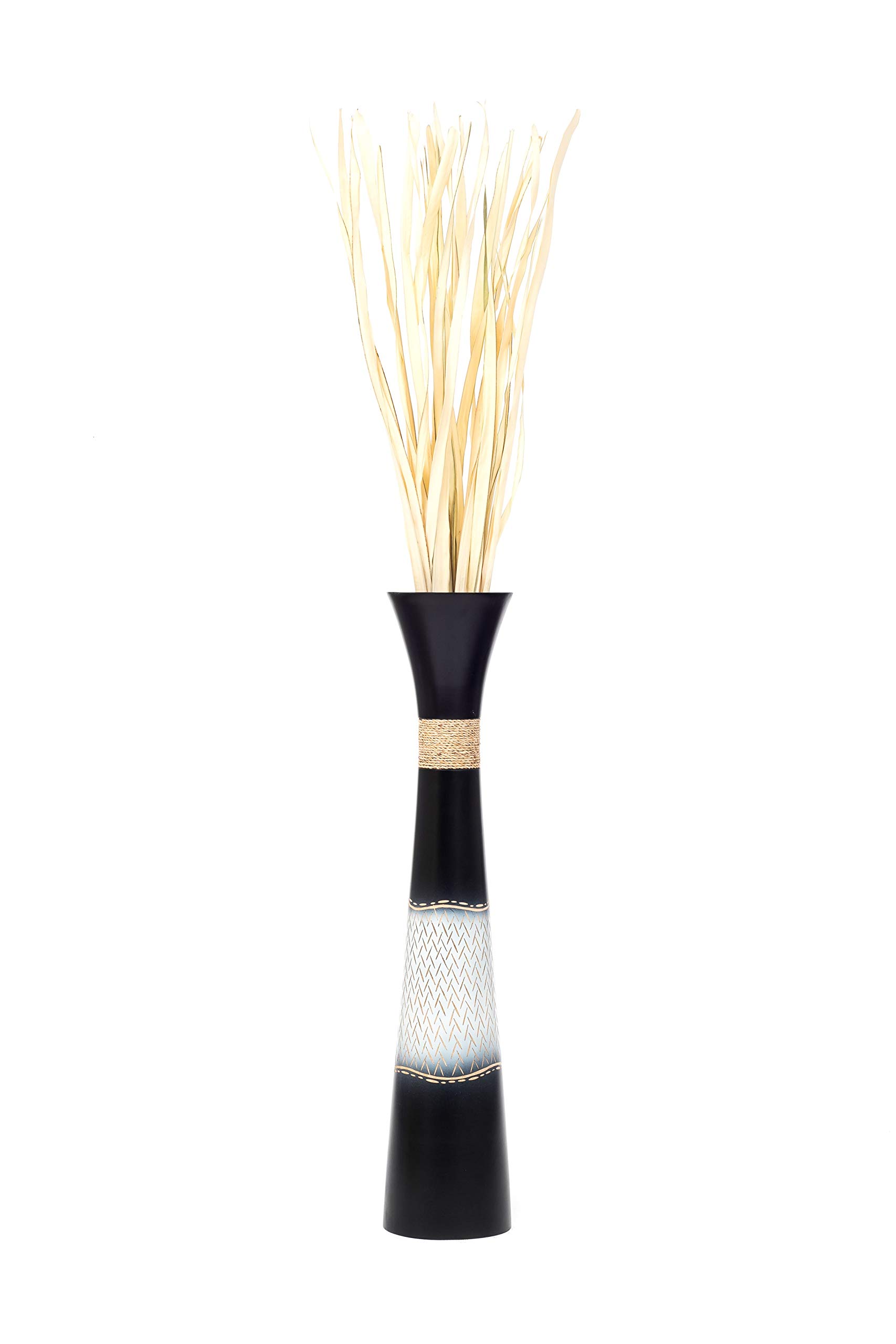 Leewadee Jarrón de Suelo Grande 85 cm Madera de Mango Pampa & Flores Secas | Jarrón Deco para Salón, para Ramas & Hierbas Secas. Más resistente que la Cerámica, sin Agua. Boho
