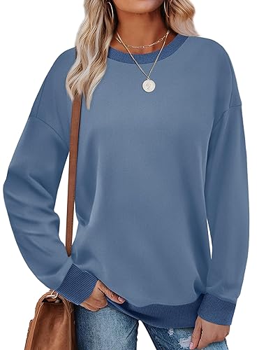 Sweatshirts for Women Crewneck Long Sleeve Loose Fit Tops Color