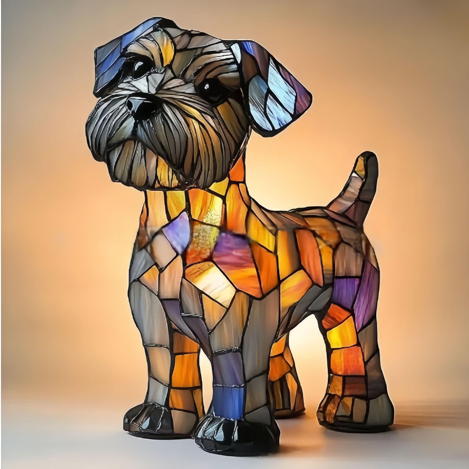 JHNGYJY Dog Lamp, Dog Series Art Night Light – Cute Pet Dog Themed LED Tabletop Lamp,Small Retro Resin Night Light,Vintage Animal Home Decor for Bedroom and Fun Gift for Dog Lovers, Schnauzer