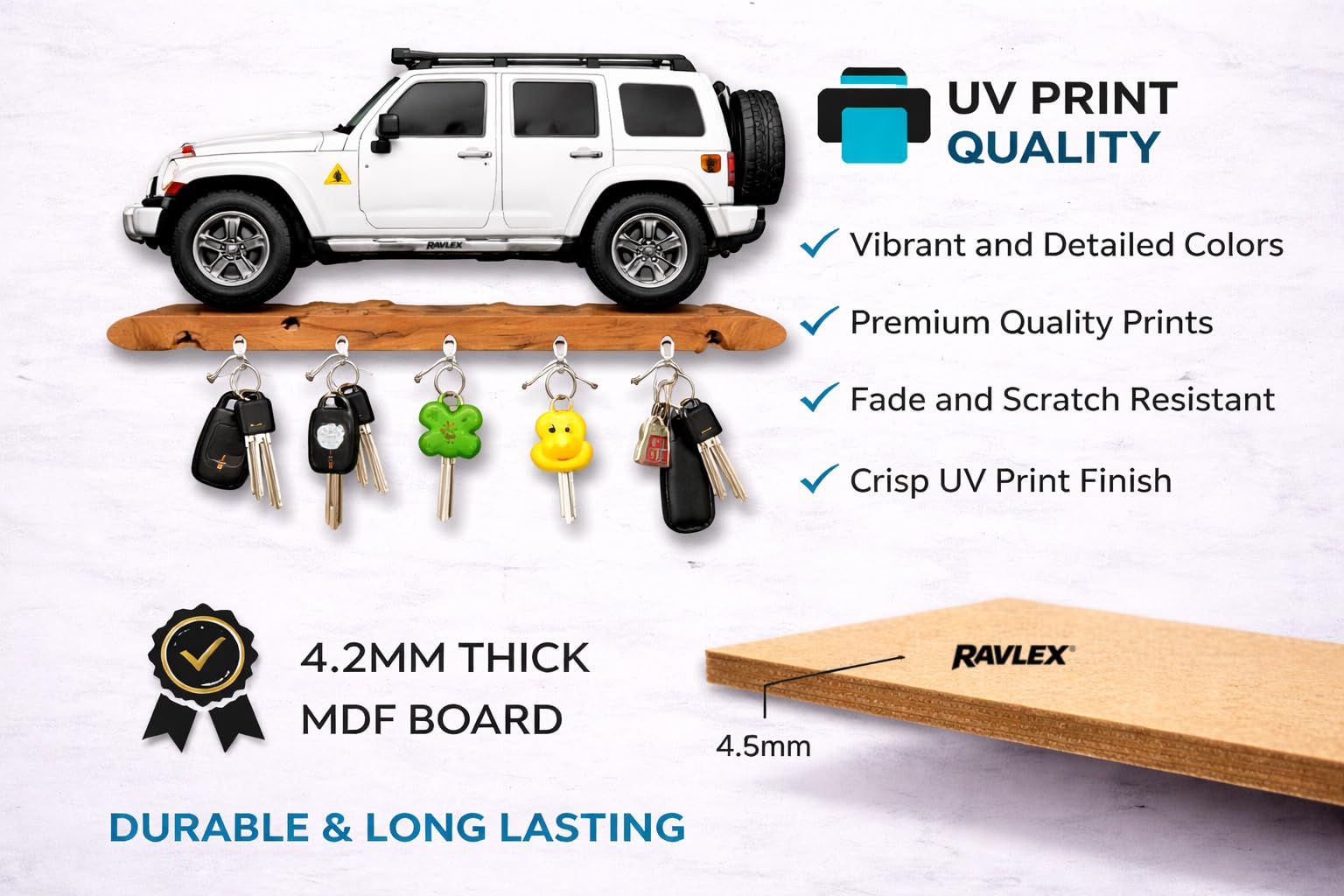 Wooden Car Key Holder - Stylish Wall Decor -3