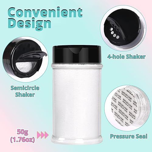 Miniatura 116 de HTVRONT Purpurina blanca fina holográfica – 1.76 oz de purpurina para resina, purpurina fina no tóxica para uñas, resina, fabricación de velas, Negro