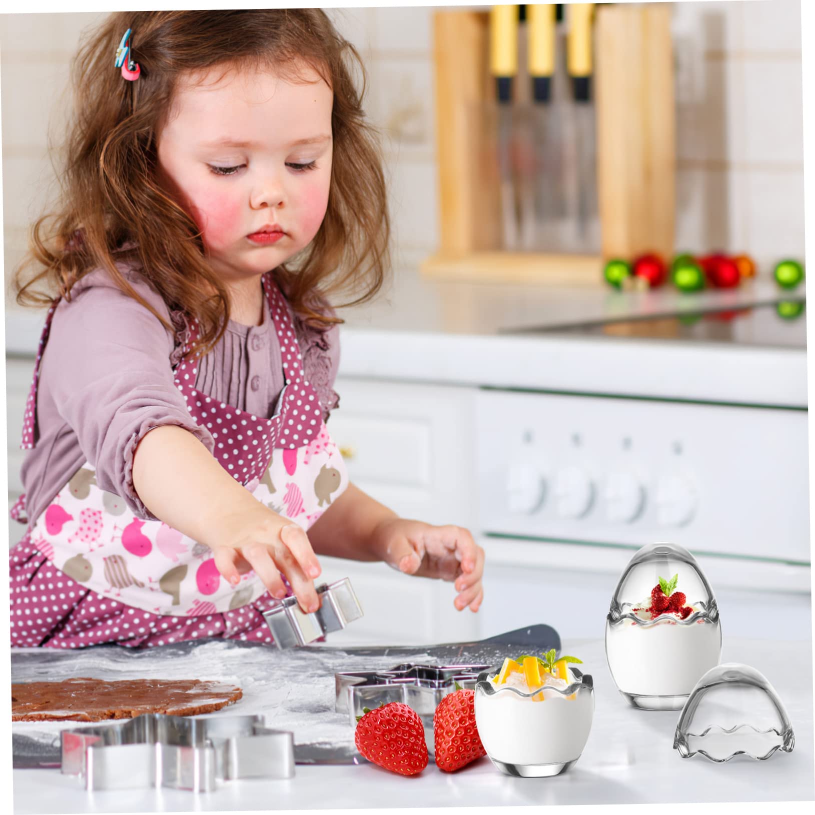 Luxshiny 4pezzi Tazze Da Budino in Vetro Pirottini Per Mousse Teglie Da Forno Forma Guscio d Per Feste e Preparazione Dolci