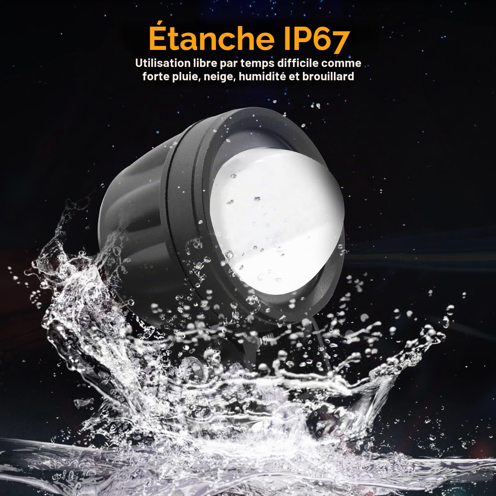 Biqing Feux Additionnels LED 60W, Phare Moto Auxiliaire Dual Color Amber/Blanc 9-30V avec Interrupteur, 2pcs