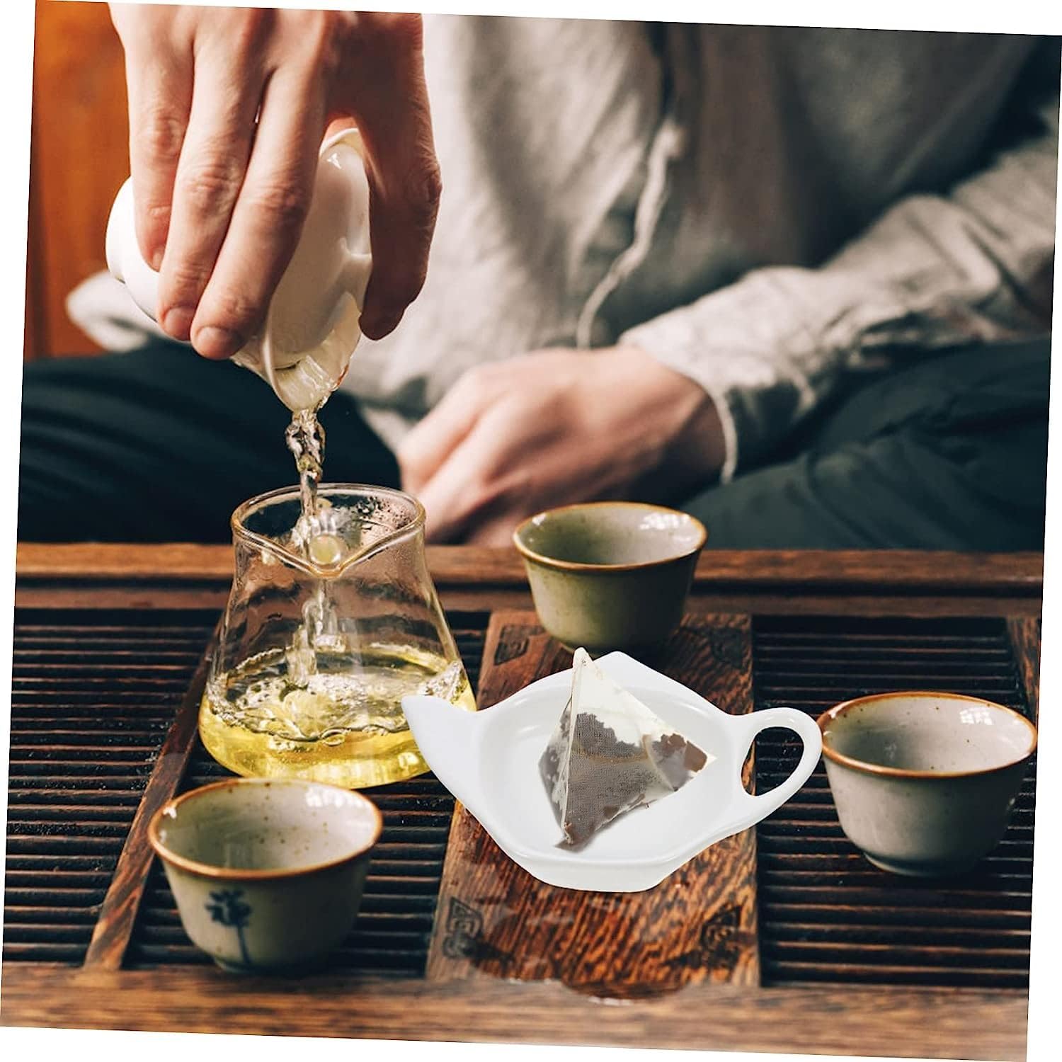 6 Pcs Tea Bag Saucer White Tea Bags Ring Tray for Jewelry Dessert Trays Coffee Spoon Tea Sachet Holder Teabag Storage Tea Balls Plate Tea Coasters Tea Bag Holder Chopstick Rest