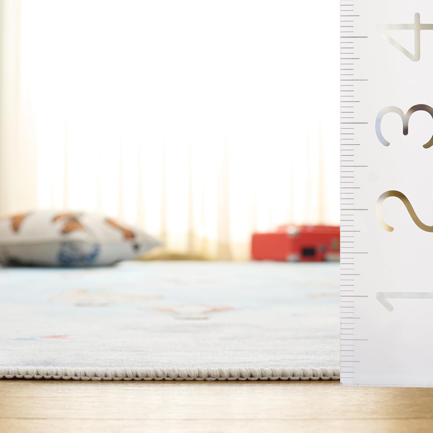 SAFAVIEH Washable Rug Tacoma Kids Collection - 5' x 8', Ivory & Blue, Slip Resistant & Easy to Clean, Ideal for Boys & Girls in Playroom, Nursery, Bedroom (TCK159A)