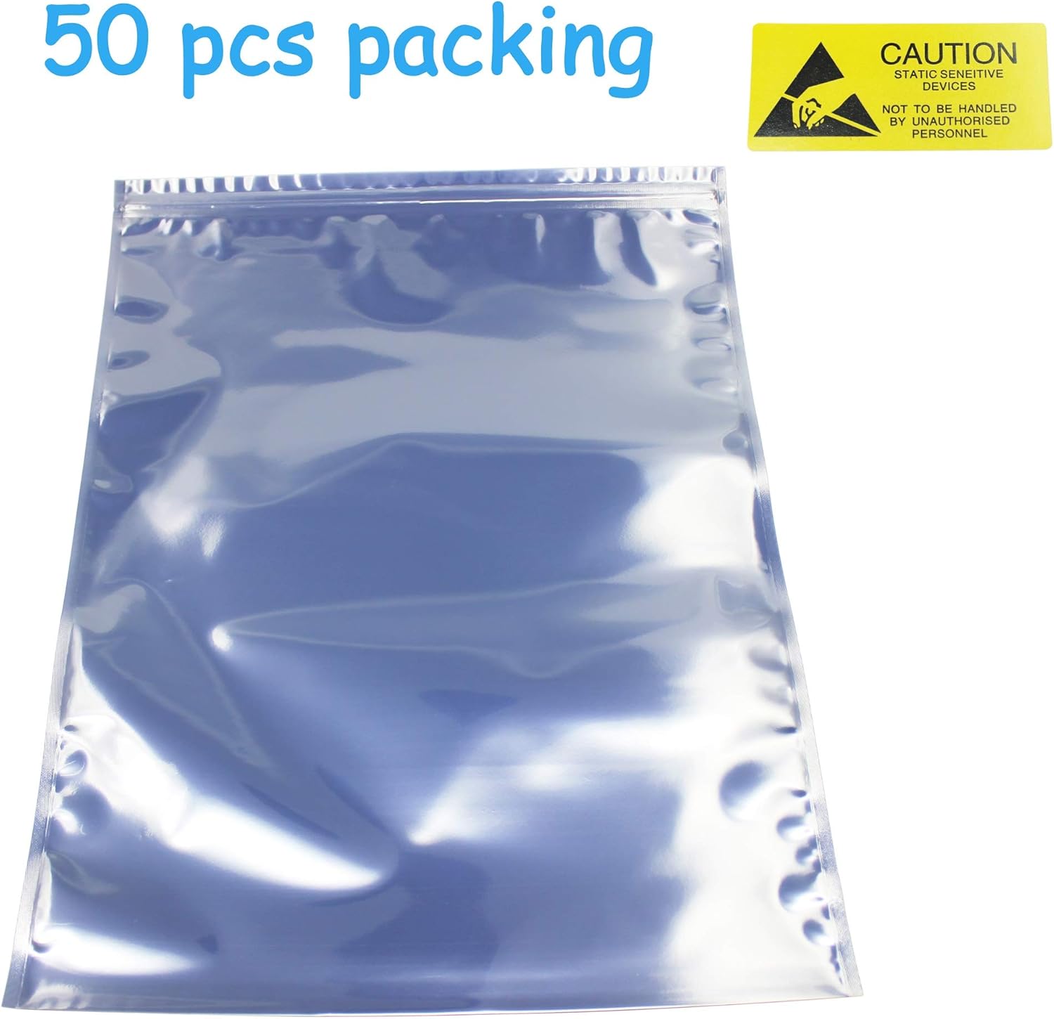 Resealable Antistatic Bag for ATX Motherboard Graphics Card GPU Electronics Anti Static Ziplock ESD Shielding Bags, 50 Pcs 12x16inch with Anti-Static Label