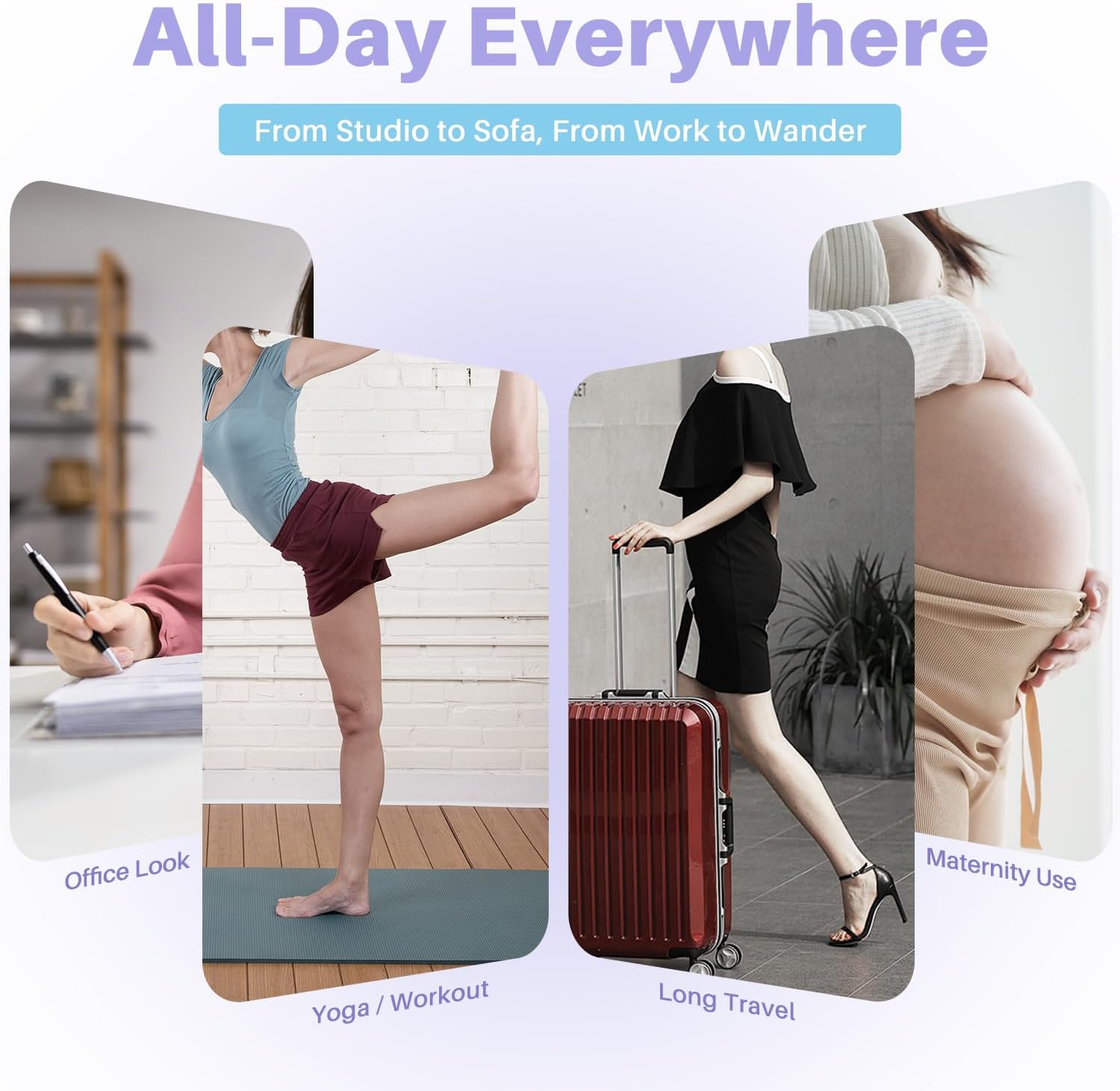 20-30 mmHg Graduated Compression Pantyhose for Women, Footless High Waist Support Compression Tights & Leggings for Swelling Relief, Circulation Boost & Travel Comfort, Black, Large - Image 6