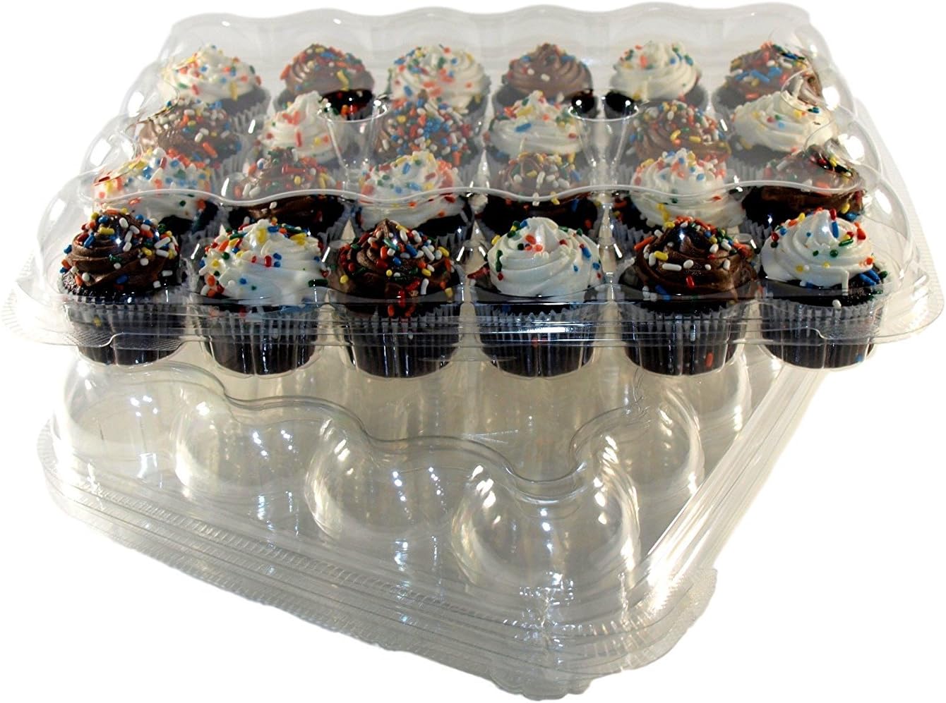 Mini Cupcake Containers Clear Plastic Holder for 24 cupcakes Reusable or Disposable to Go Box (5 count)