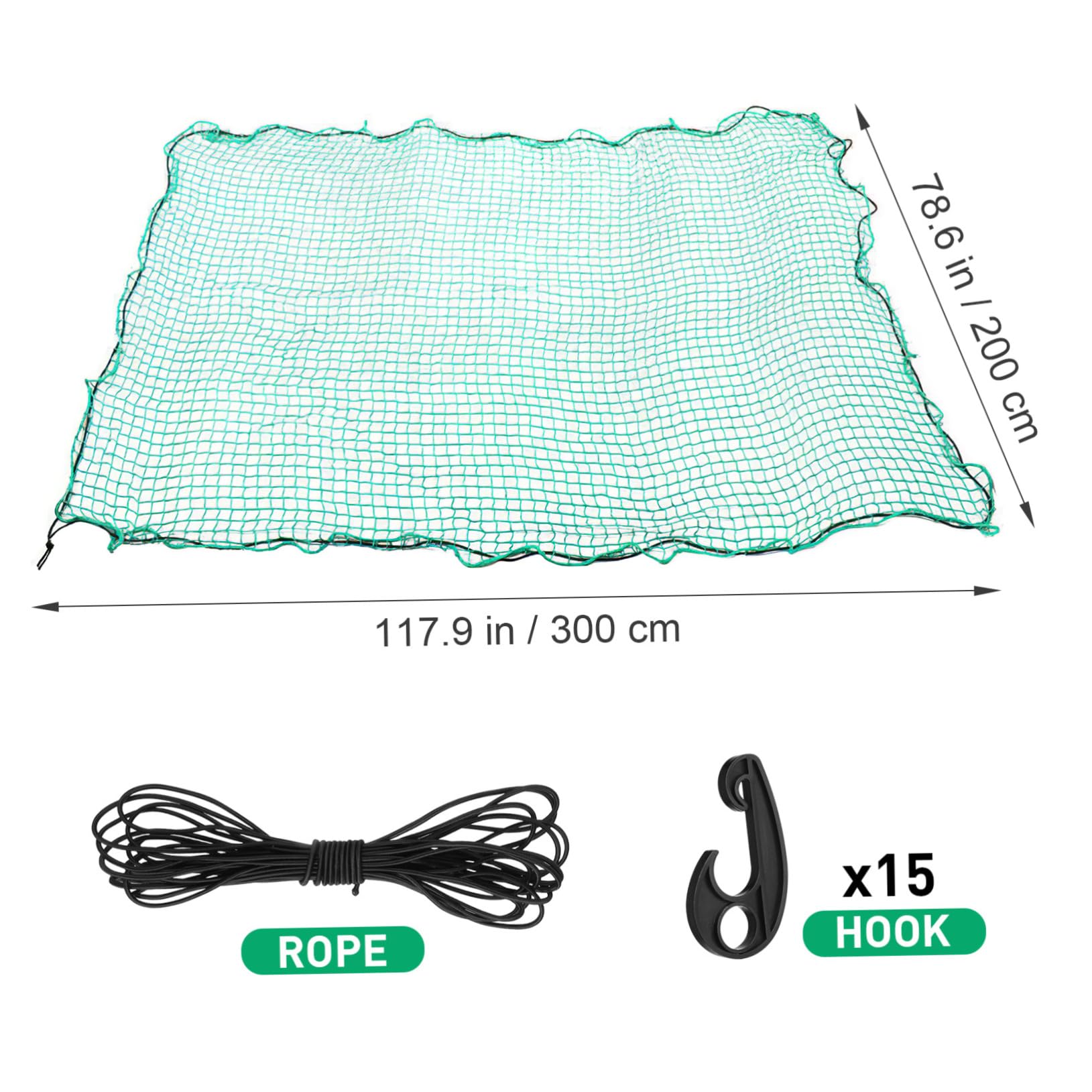 LKW Ladeflächennetz aus Nylon Grün, Reißfestes Netz | Ladeflächen und Gepäckträger, Hält Kleinteile Sicher Zurück, Geeignet für Umzug und Schüttgut