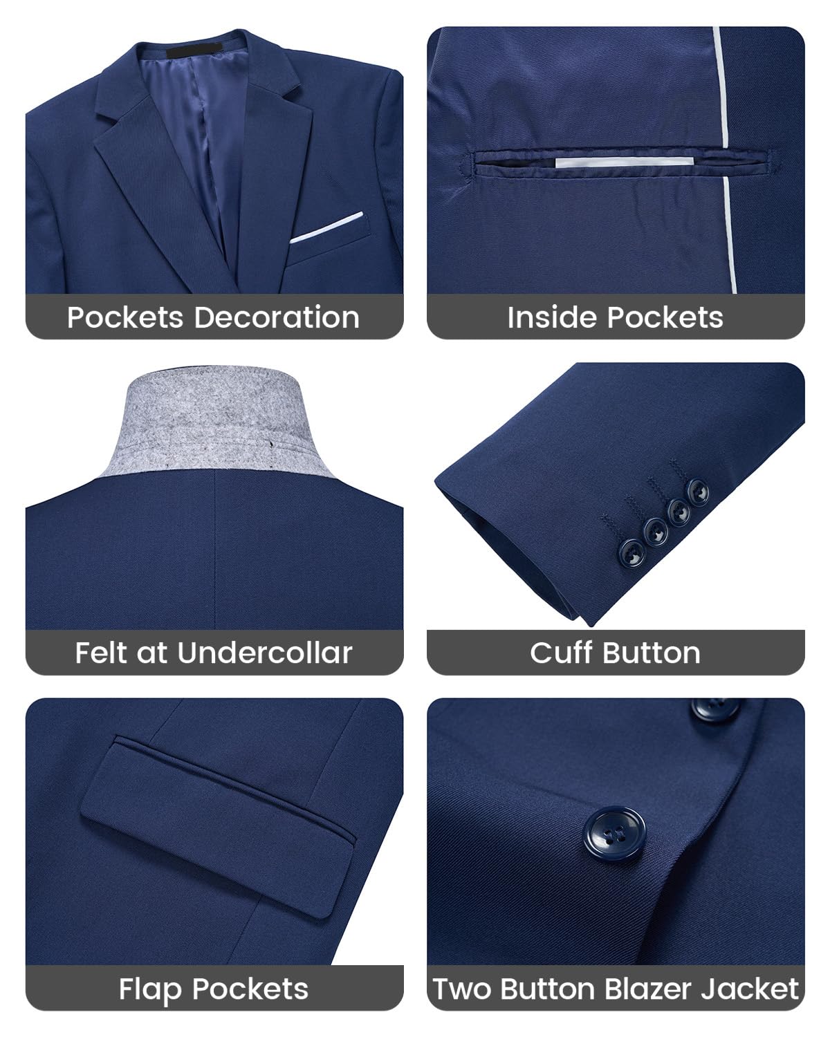 Traje Hombre 3 Piezas Slim Fit Traje Hombre Elegante 2 Botones Chaqueta Chaleco Pantalón Traje Formal Business Boda Oficina Evento Fiesta Smoking Clásico Moderno