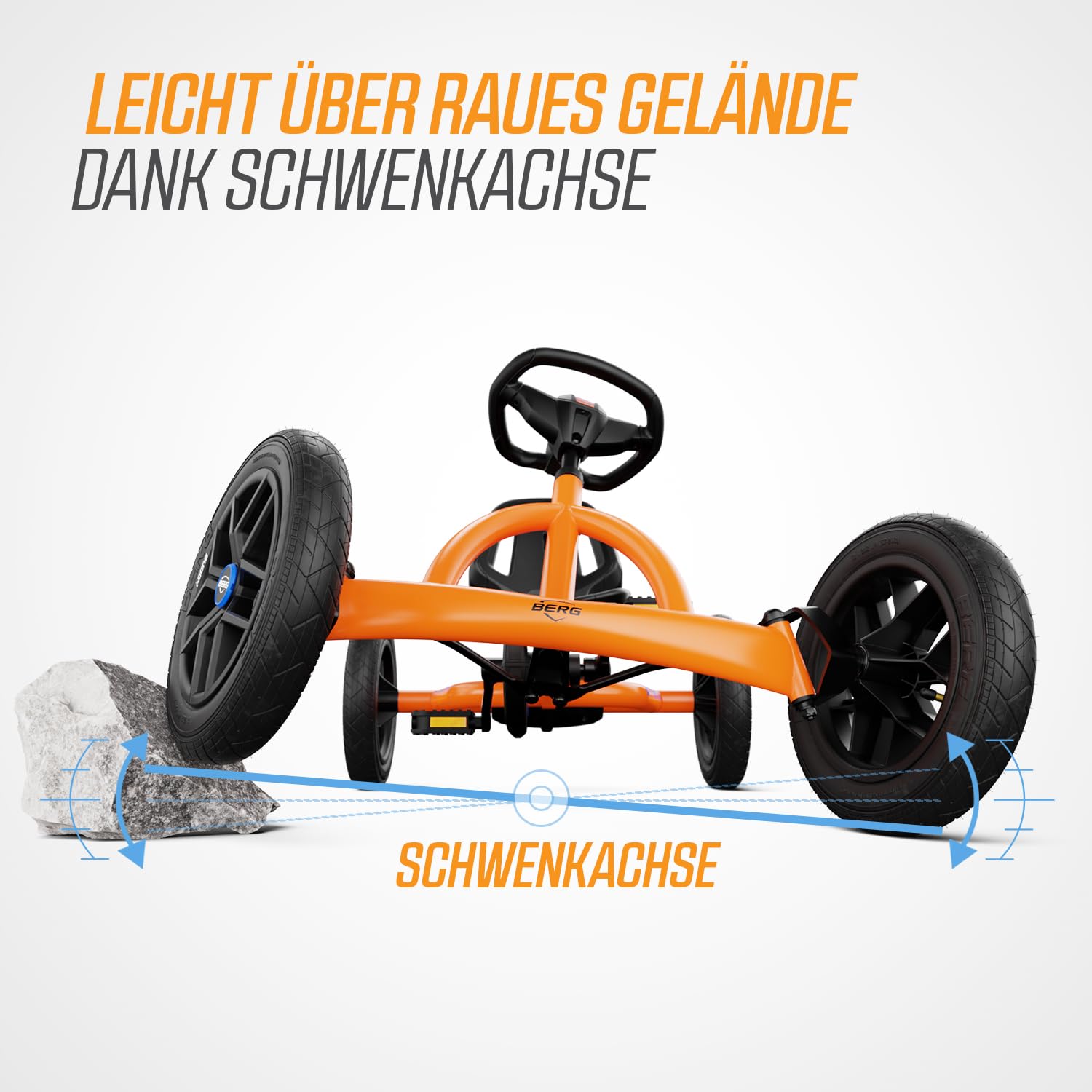 BERG Gokart Buddy B-Orange | Kinderfahrzeug, Tretauto mit Optimale Sicherheid, Luftreifen und Freilauf, Kinderspielzeug geeignet für Kinder im Alter von 3-8 Jahren
