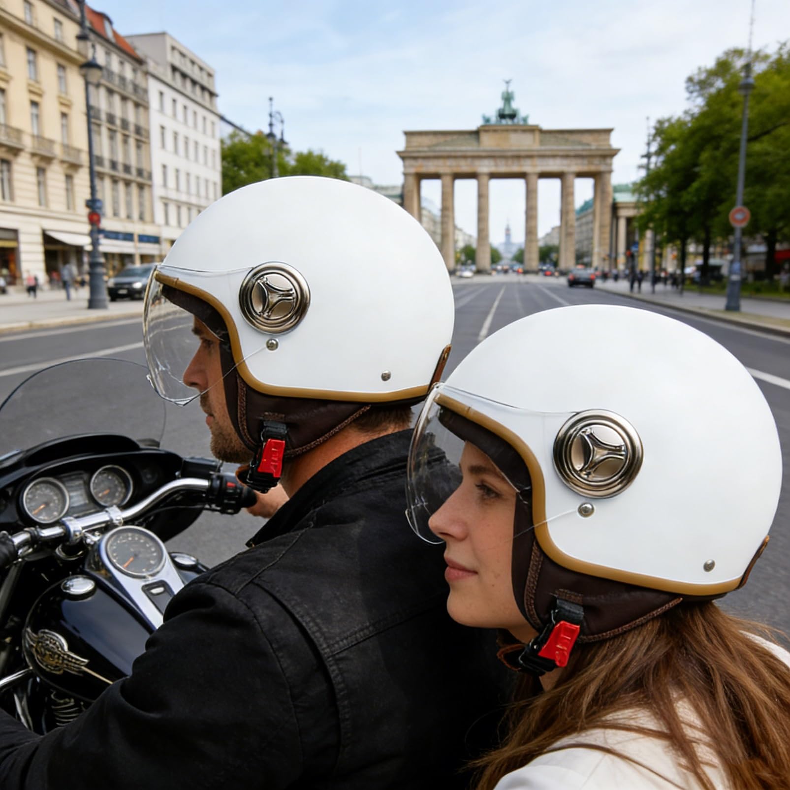 Półotwarty kask motocyklowy 3/4 w stylu retro z wizjerą słoneczną, certyfikat ECE/DOT, dla dzieci, młodzieży, mężczyzn i kobiet, do skuterów, rowerów i cruiserów