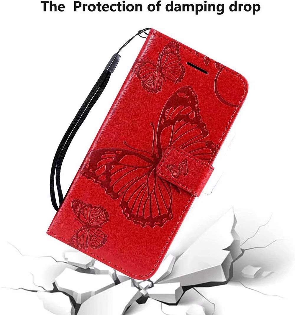 HAOYE Cover Portafoglio Per LG K41S/K51S Con Chiusura Magnetica - Grigio Effetto Pelle Con Farfalla