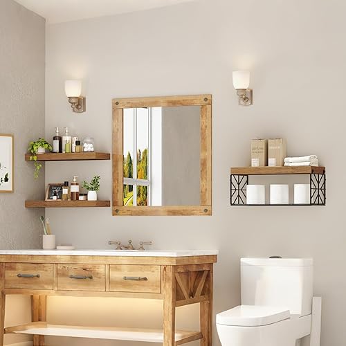 Miniatura 5 de Juego de 3 estantes de baño sobre el inodoro, estantes flotantes para almacenamiento de papel higiénico de pared, estante colgante de 1.5 pulgadas