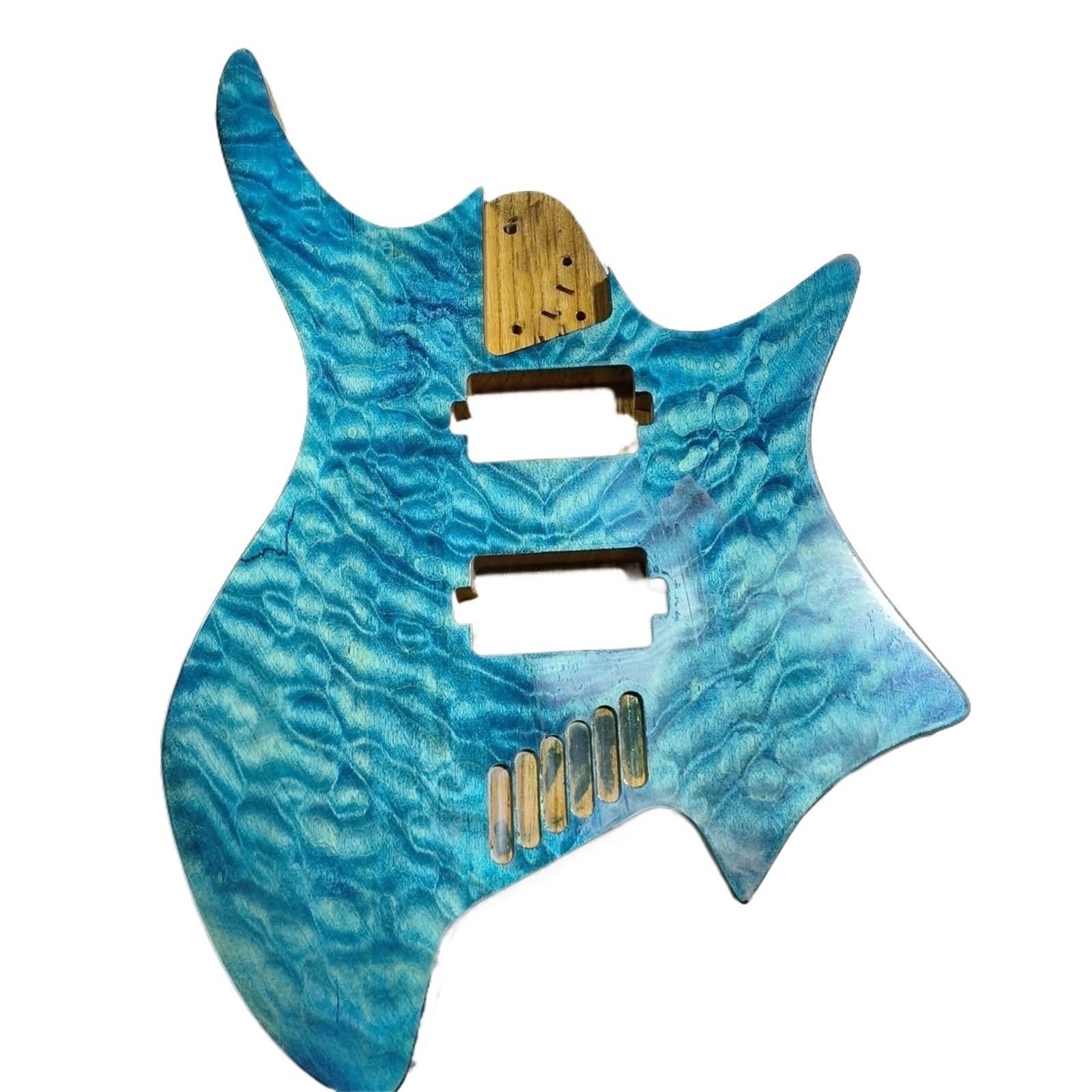Unfinished Guitar Body Headless Electric Guitar Semi Finished Carbonized Ash Wood Body With Water Ripple Surface