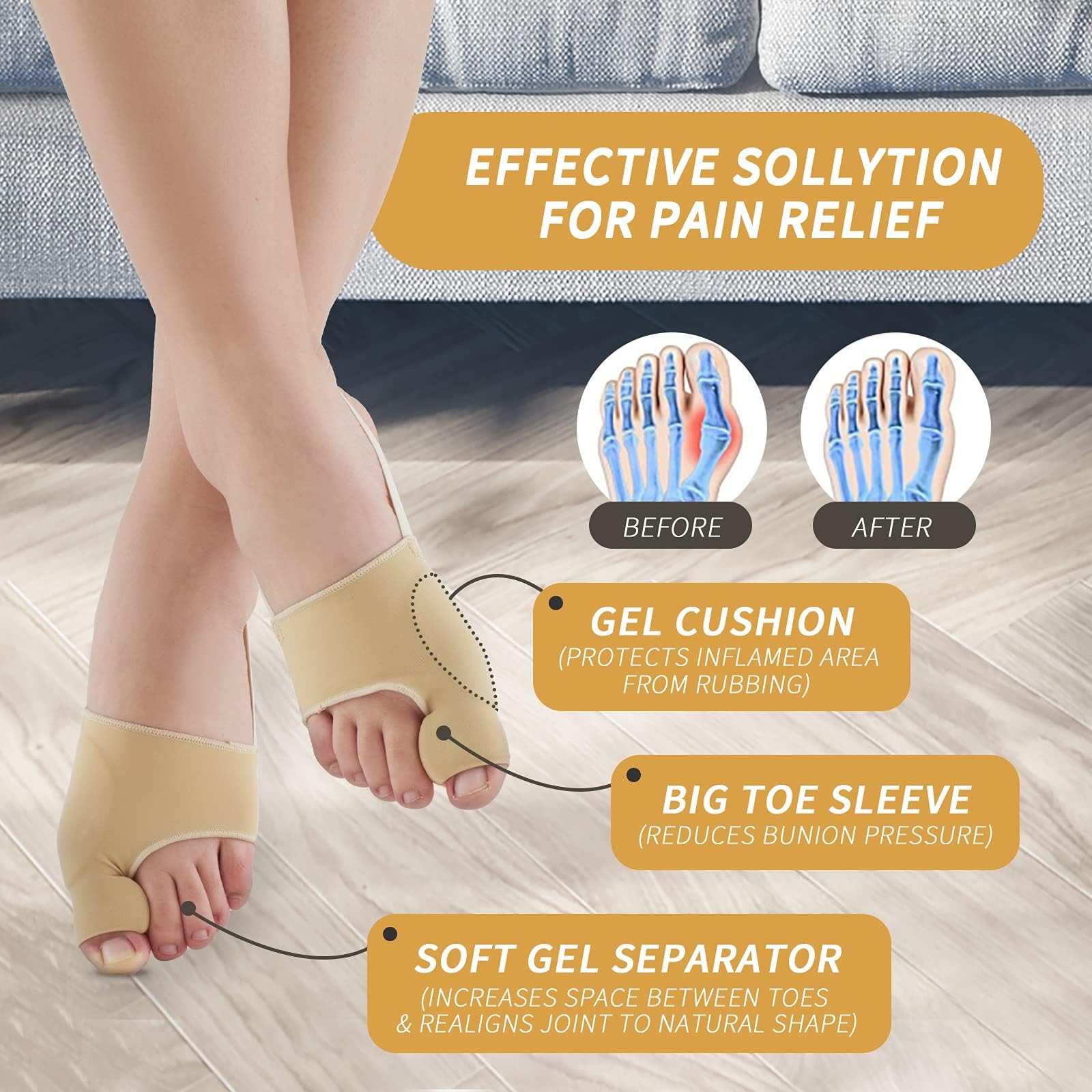 Bunion Corrector for Women & Men Big Toe Straightener-Bunions Correction Women & Men-Bunions Splint-Bunion Pads for Bunions Relief-Hallux Valgus Pain Relief,Comfortable & Breathable for Day/Night
