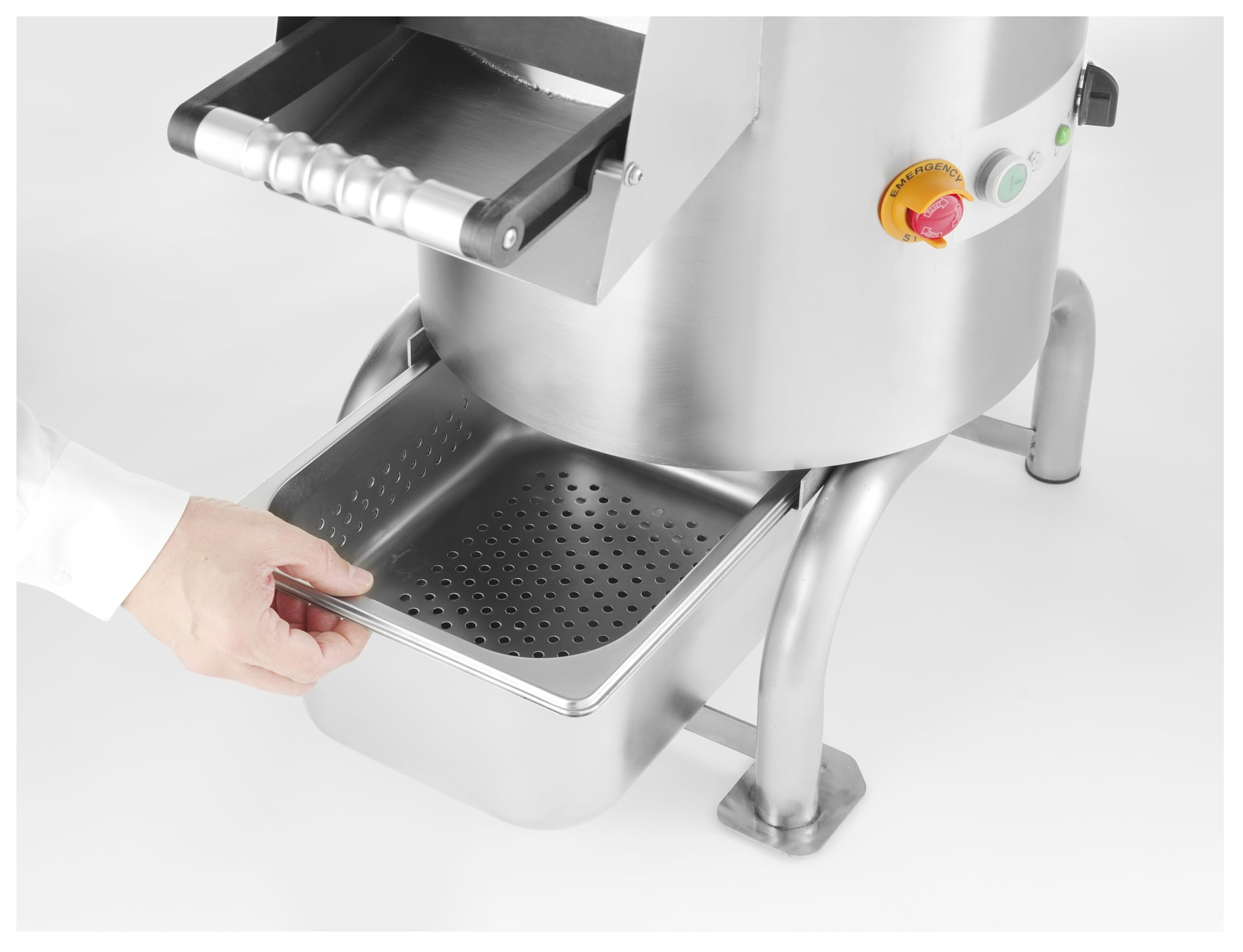 HENDI Pelapatate professionale, macchina pelapatate elettrica, 18kg per carico, capacità 240–360kg/h, peso 42,4kg, 230V, 1100W, 622x540x(H)997mm, acciaio inox