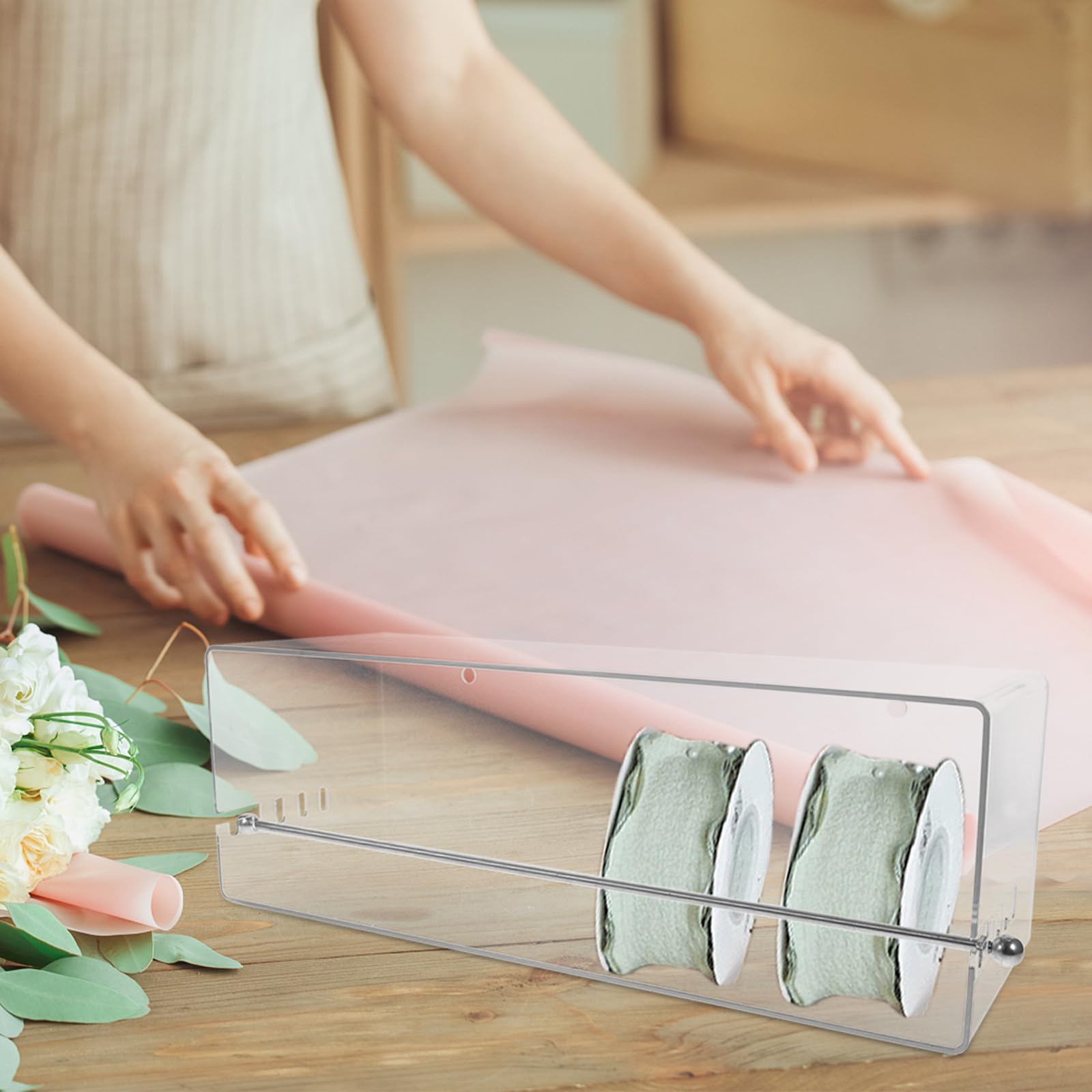 DOITOOL Ribbon Storage Holder Box, Organizer di Nastri Artigianali in Plastico, per Confezionamento Fiori, Display in Negozio e Fioreria, Tema Natale