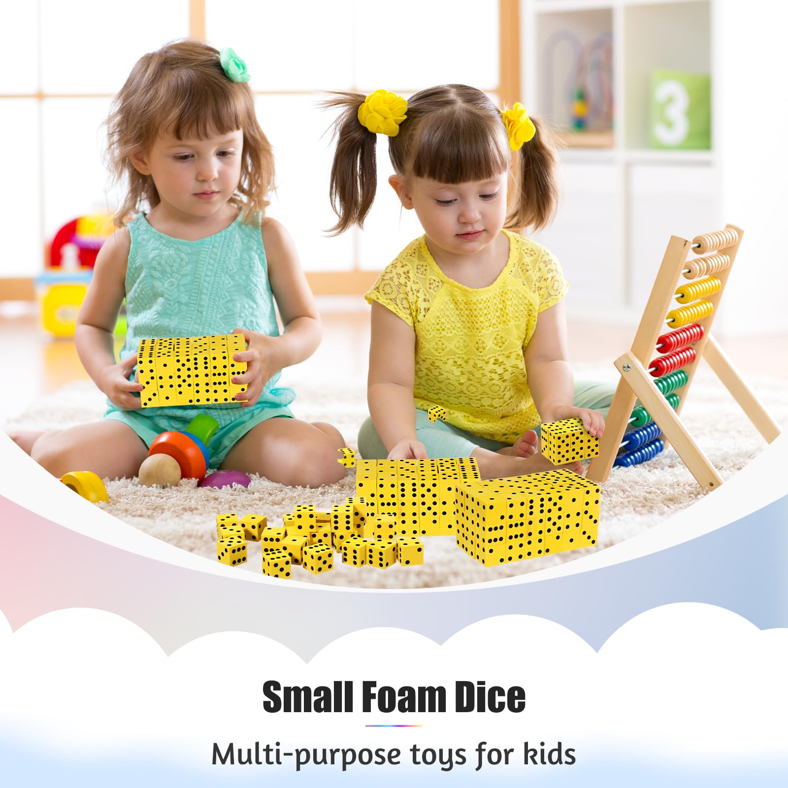 Bulk Foam Dice - 100 Yellow Dice for Games & Learning -5