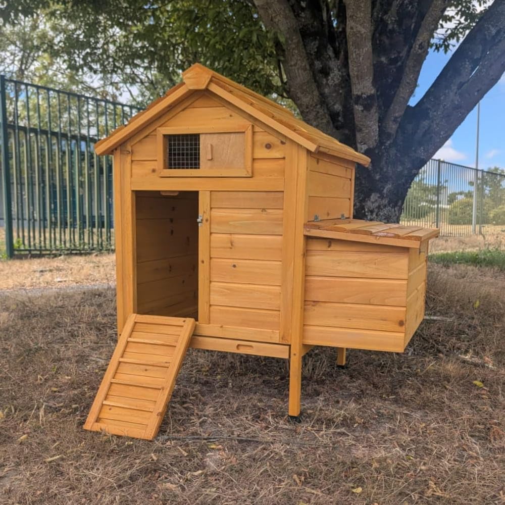Animal Valley - Gallinero Cémani S - Madera - 80 x 70 x 93 cm - Talla S - Beige - para 2 gallinas