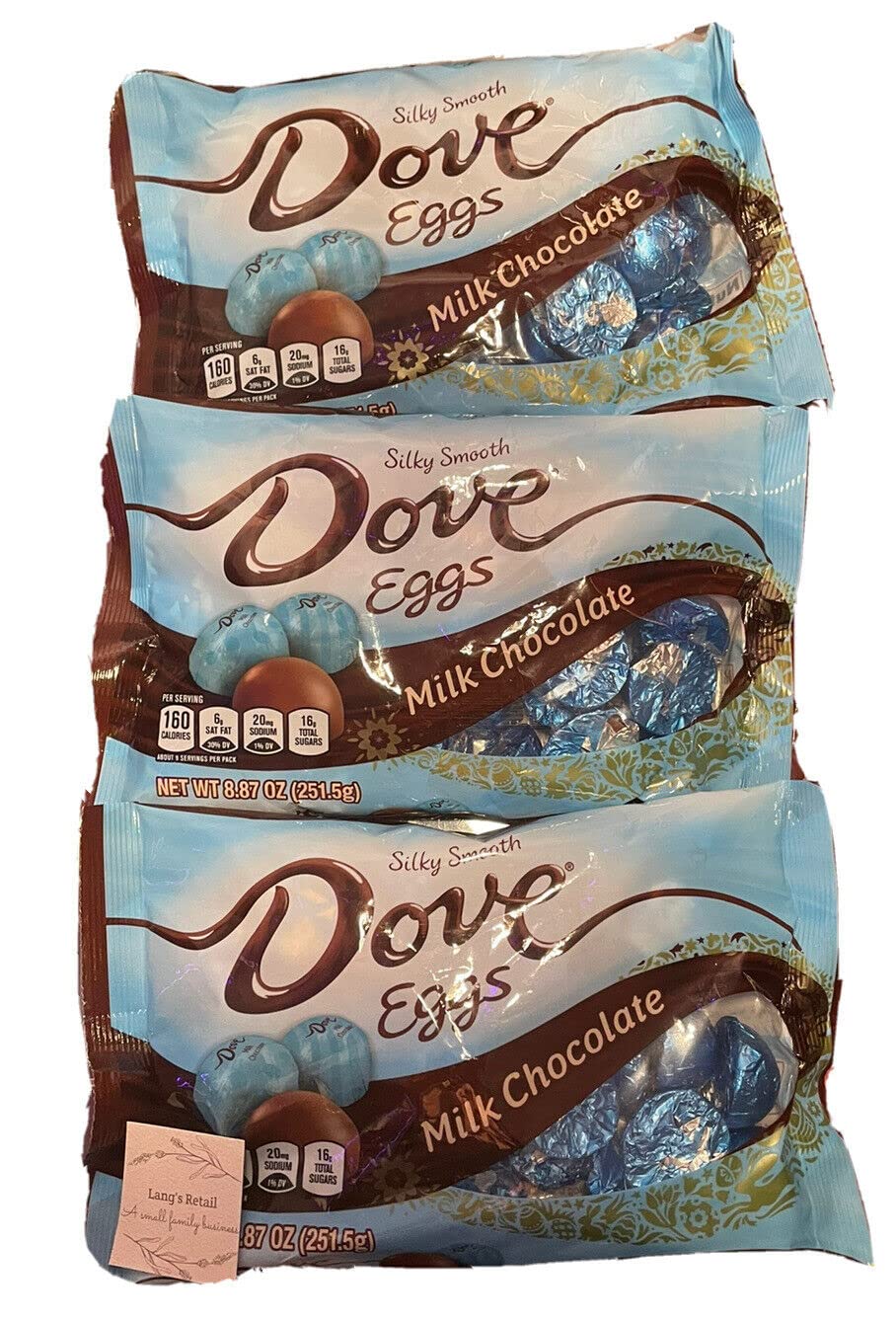Silky Smooth Milk Chocolate Dove Eggs, Pack of 3, Bundled