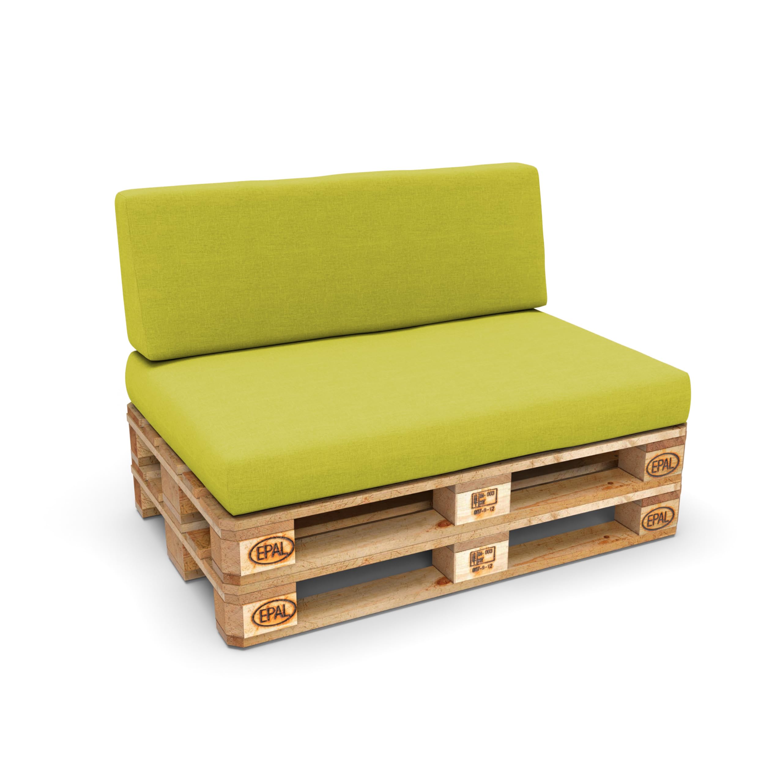 POKAR Fundas de Cojín para Europalés/Europalet: 1x Cojín-Asiento 120x80 +1x Cojín-Respaldo 120x40, Lima