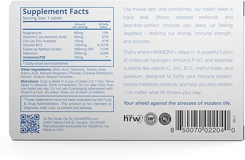Miniatura 8 de DRINK HRW Harmony+ Advanced - Tableta de agua de hidrógeno molecular avanzado, magnesio ImmunoLP20, apoyo inmunológico y celular avanzado