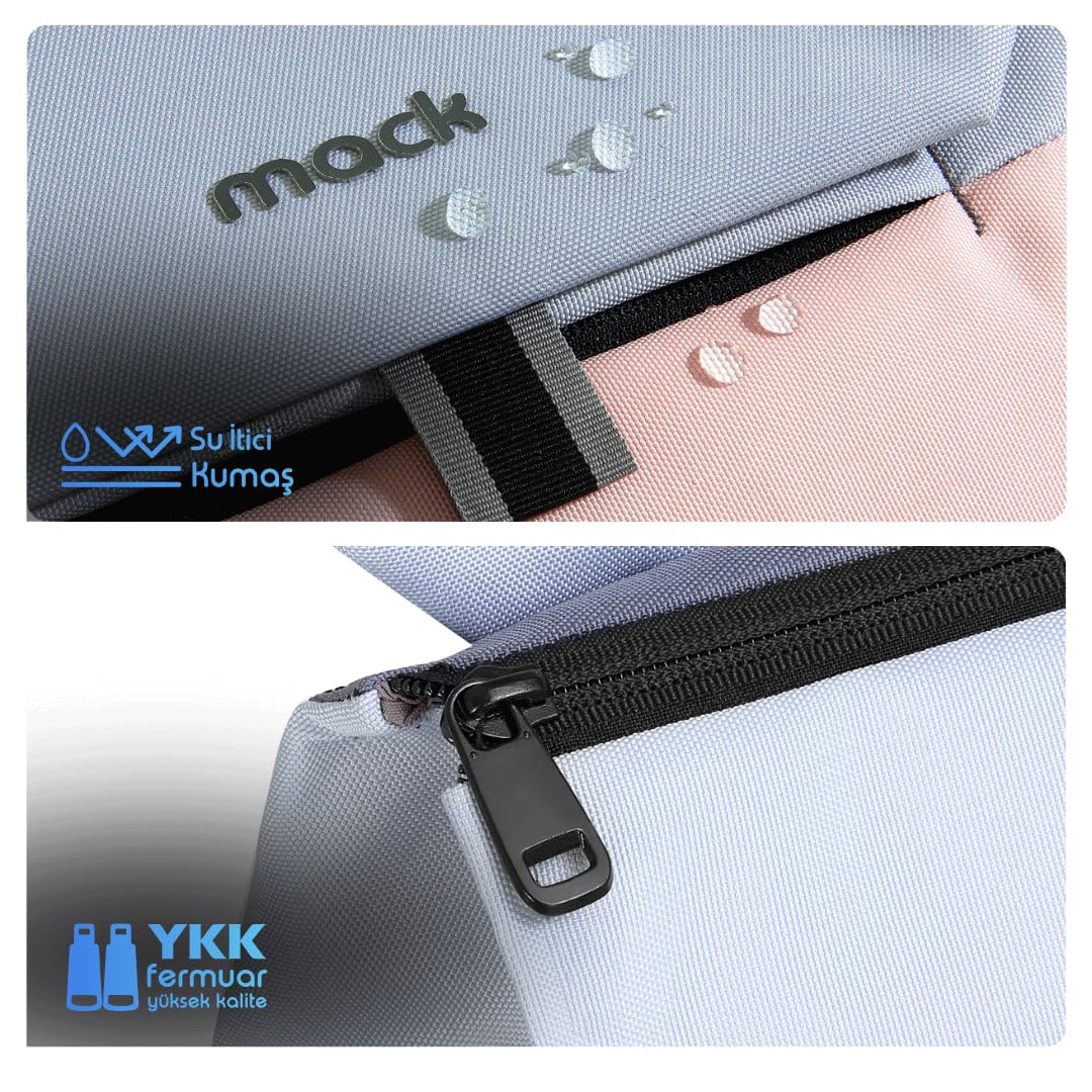 Mack Zen Eco MCE-1302 Sırt Çantası - Macbook Çantası, Hırsızlığa Karşı Koruma, Küçük, Mini, 13-14 inç Laptop, Günlük ve İş Kullanımı, Şık Tasarım, Üniversite ve Okul İçin, Pembe Gri