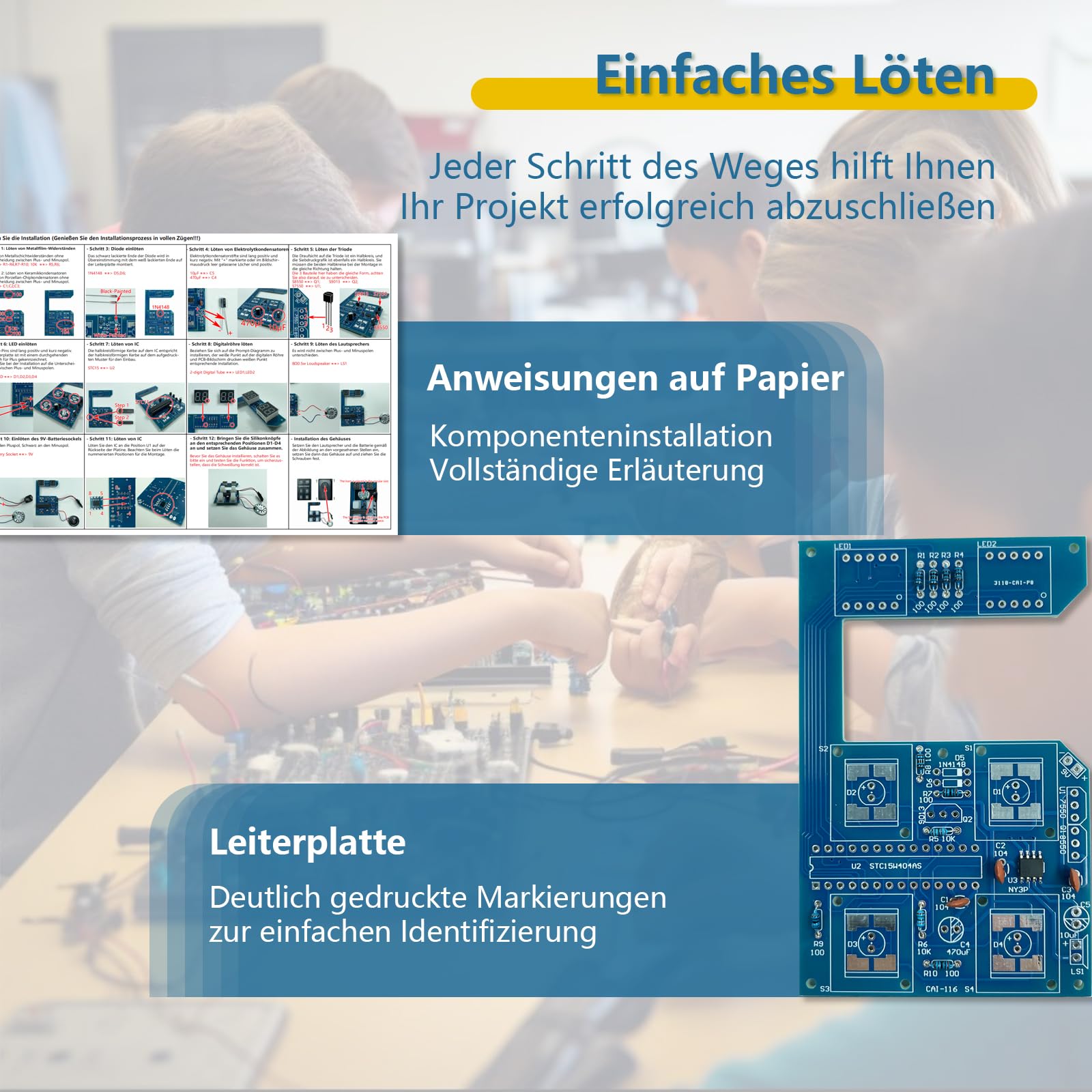 EIELE Memory Games Electronic Kits Soldering Practice Kits for Teenagers and Adults Suitable for School Students Learning Education and Teaching (Soldering Required) - Image 4