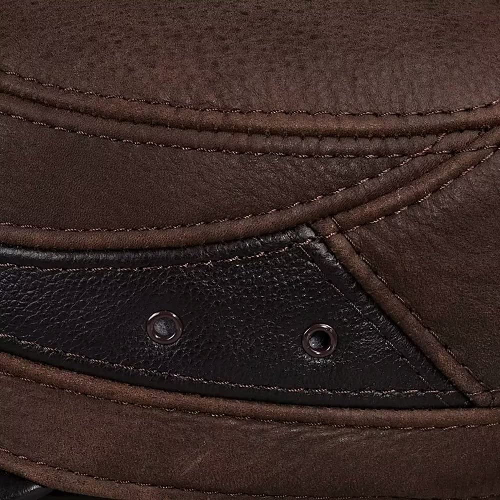 DongBao Cappello da Baseball in Pelle Regolabile Uomo Berretto da Sole con Paraorecchie Berretto Casual Autunno Inverno