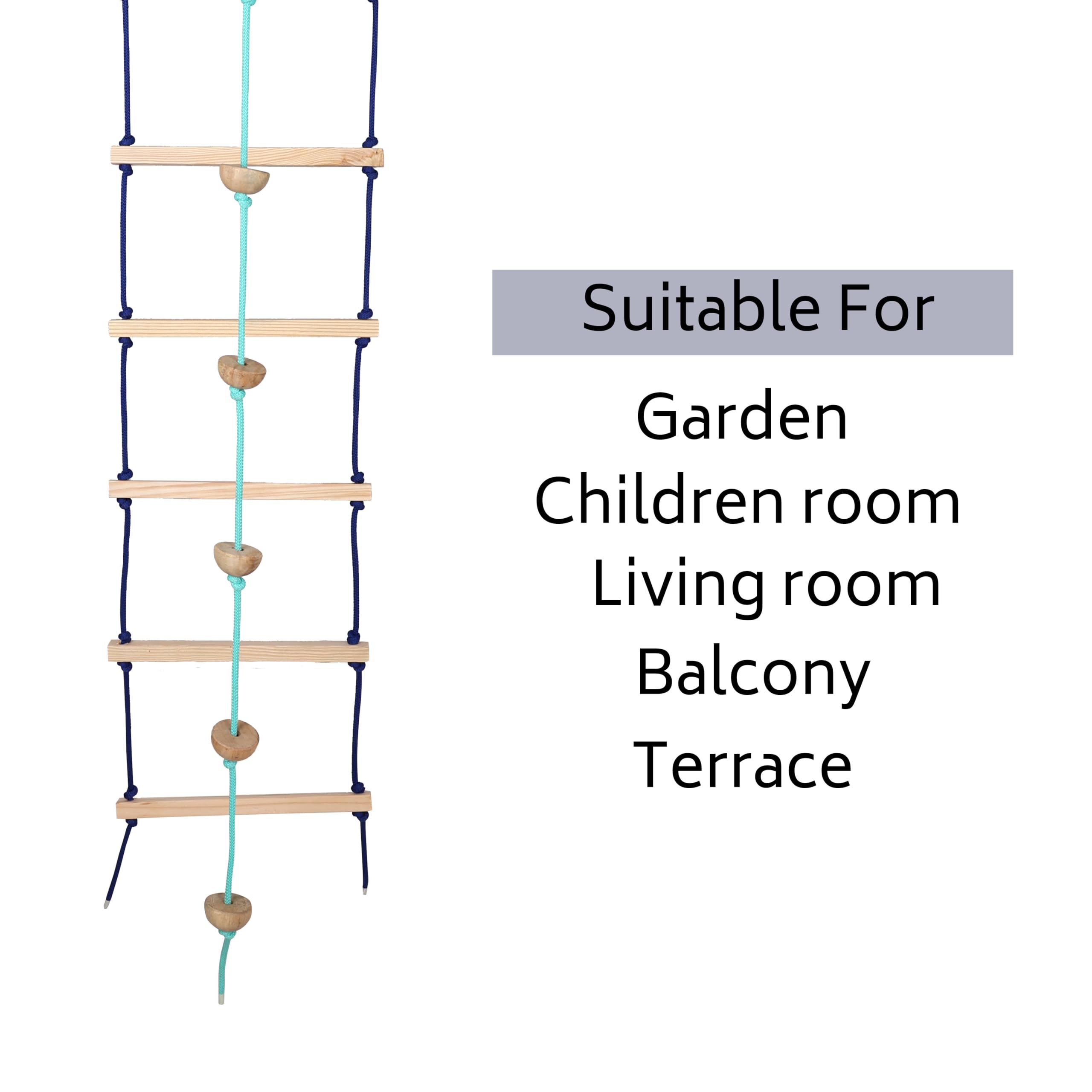 BOFFLE Rope Ladder for Kids | Climbing Stairs for Kids | Wooden Scales for Kids for Physical Activity | Indoor Outdoor Games for Kids for 3 to 10 Years 3