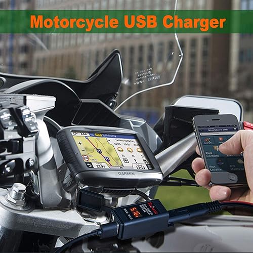 Miniatura 2 de Cargador USB de motocicleta de 4.8 A, desconexión rápida SAE a adaptador USB dual cargador de teléfono de motocicleta, con voltímetro LED e