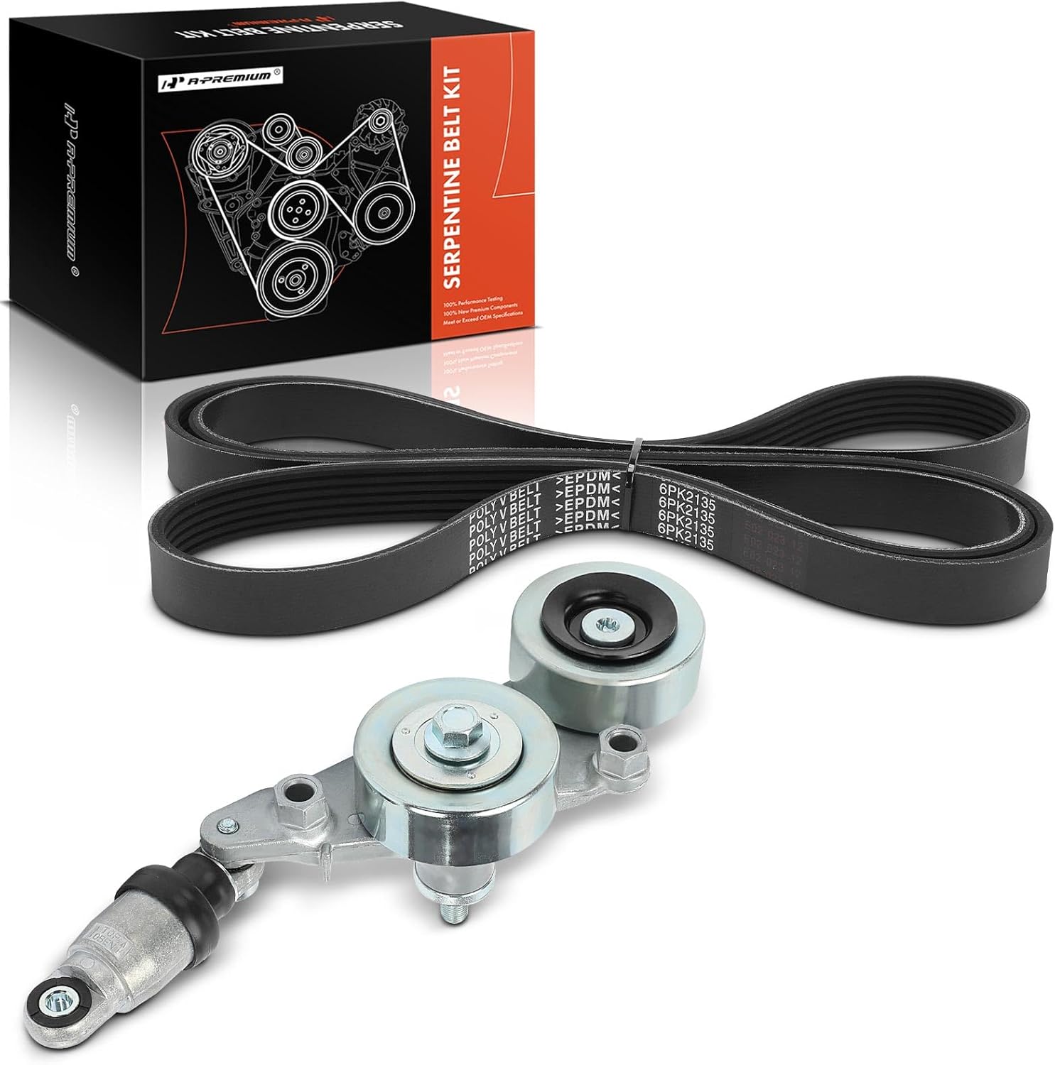 A-Premium Serpentine Drive Belt Kit with Tensioner Compatible with Honda Cars – Accord 2008-2010, Accord Crosstour 2010, Pilot 2006-2011, Odyssey 2005-2010 – 3.5L