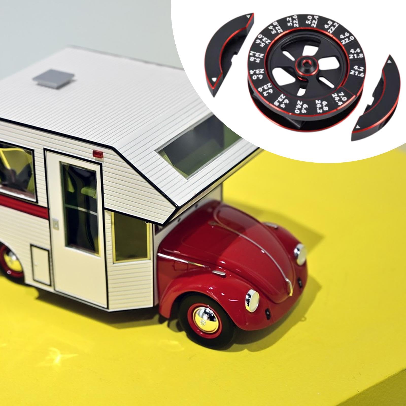 Calibro di Misurazione per Auto RC, Rotondo, Professionale, Strumento di Misurazione RC Compatto per Misurare L'altezza Dell'asse di Modelli D, Nero Rosso