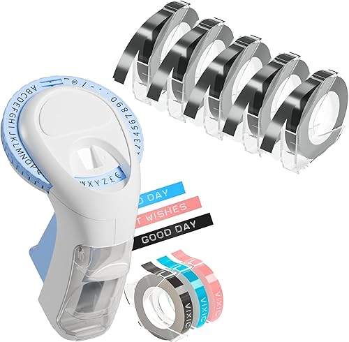 Fabricante de etiquetas en relieve con 8 rollos de cintas en relieve, cintas para etiquetadoras en relieve compatibles con etiquetas Dymo 3D de